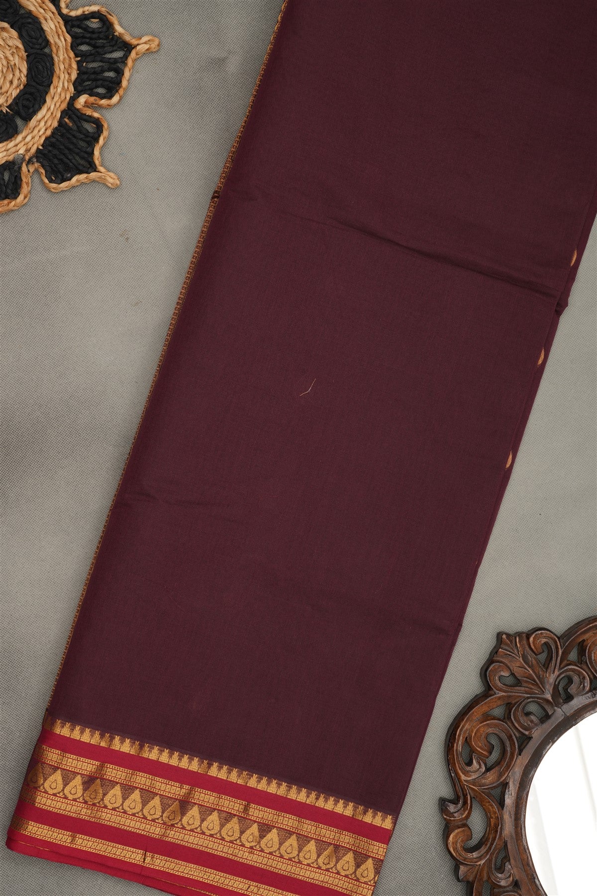 Salem Cotton Dark Purple  Saree