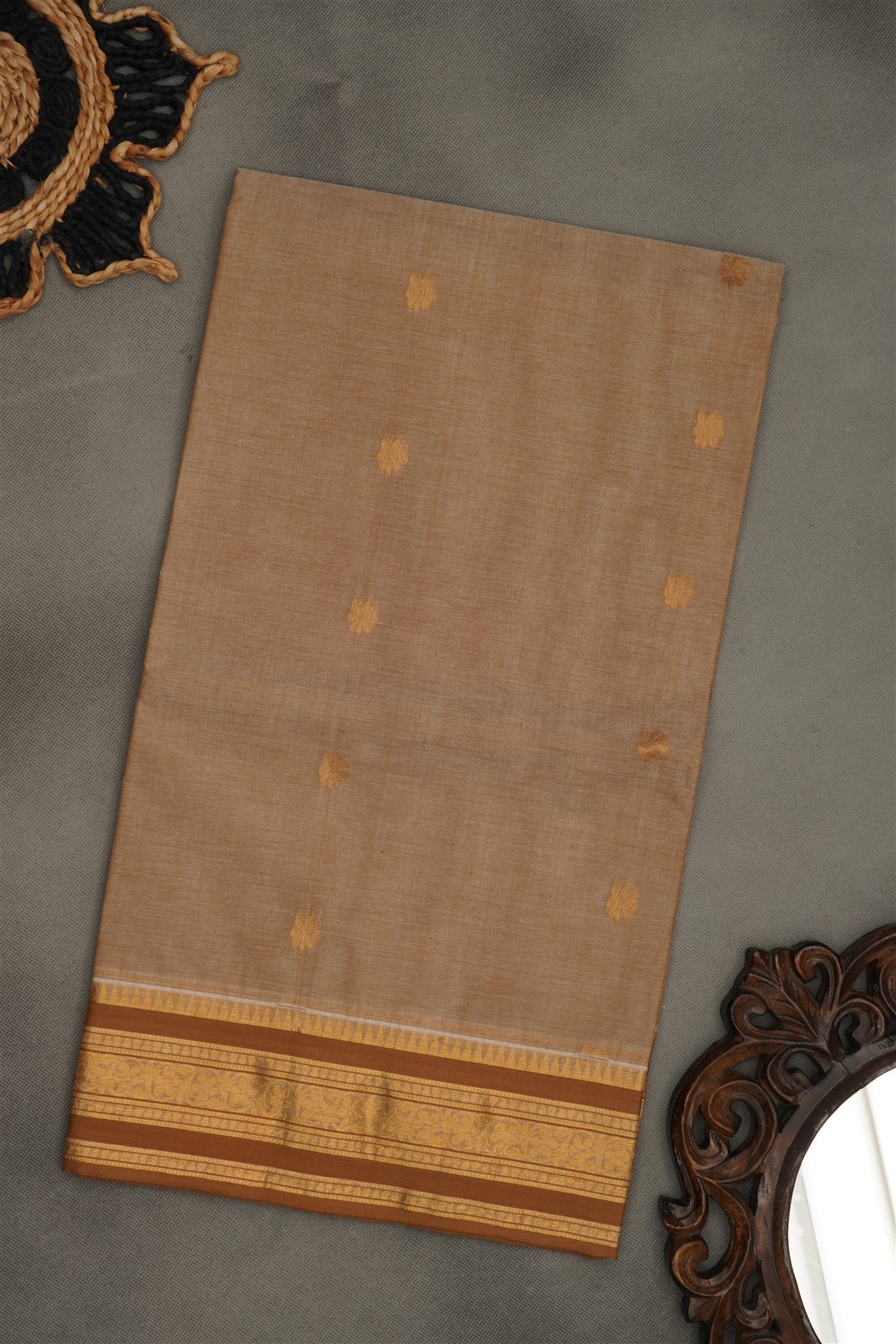 Salem Cotton Light Brown  Saree