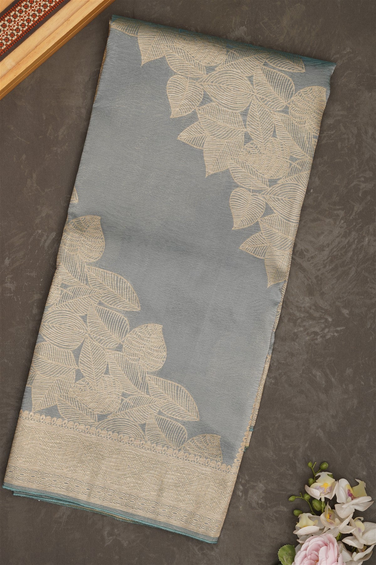 Banarasi Cotton Light Blue Saree