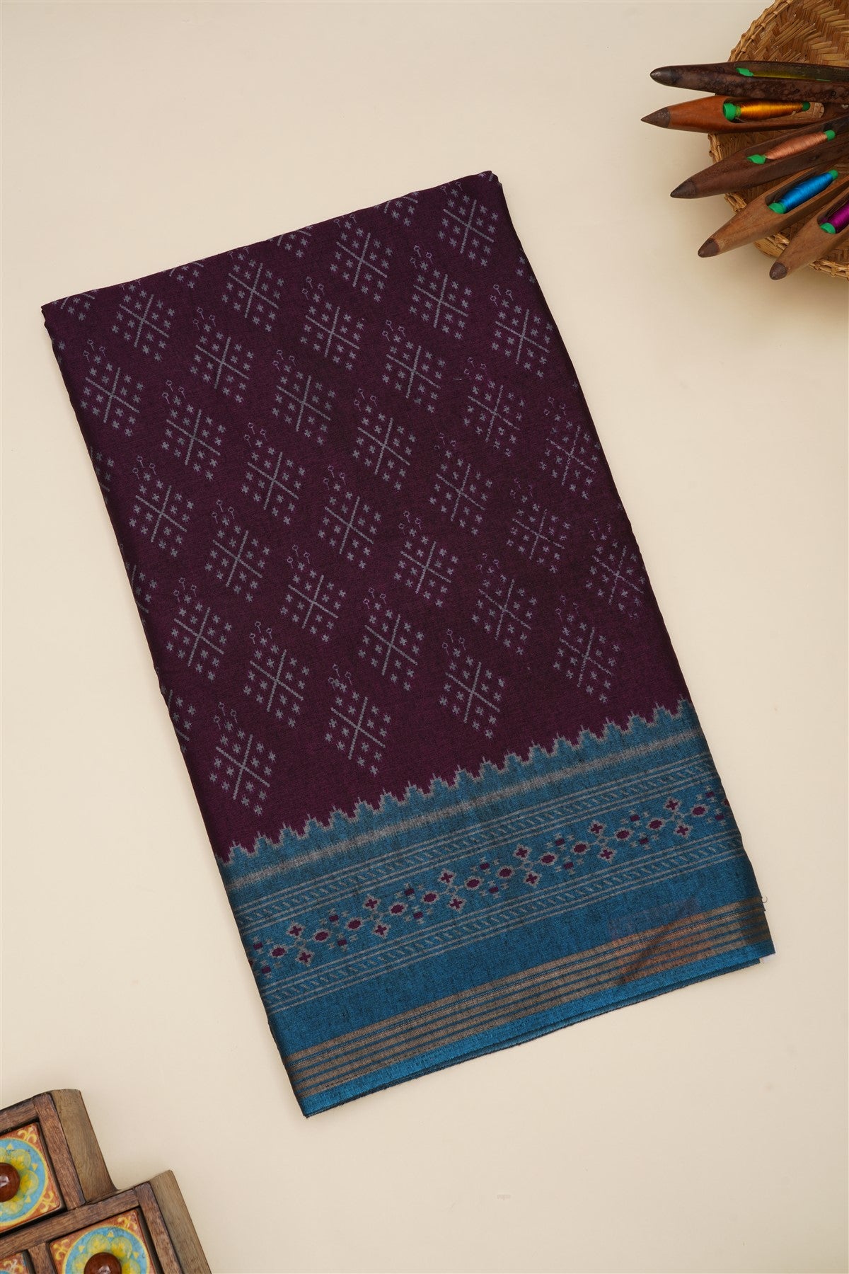 Fancy Silk Blend Dark Purple Saree