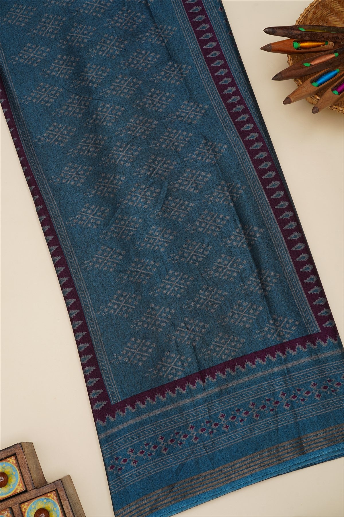 Fancy Silk Blend Dark Purple Saree