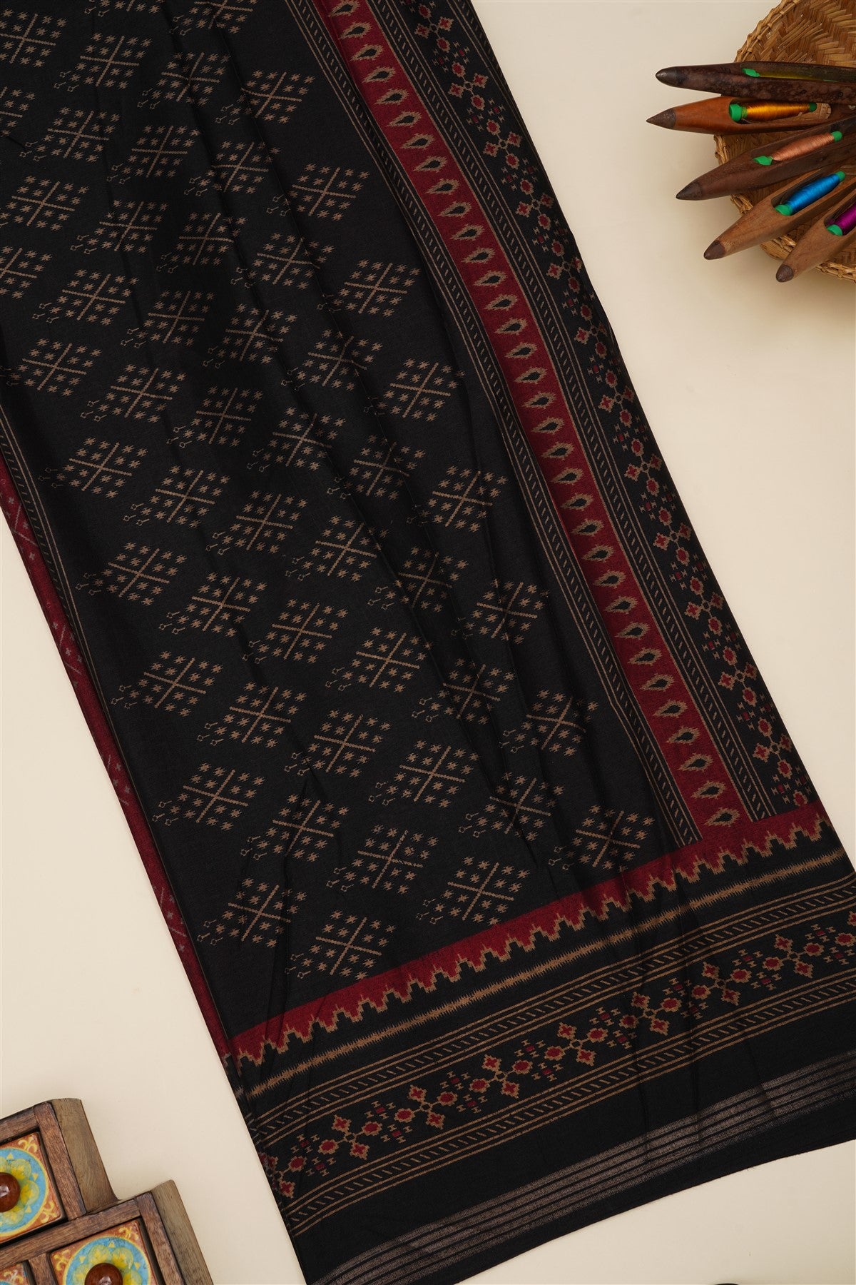 Fancy Silk Blend Maroon Saree