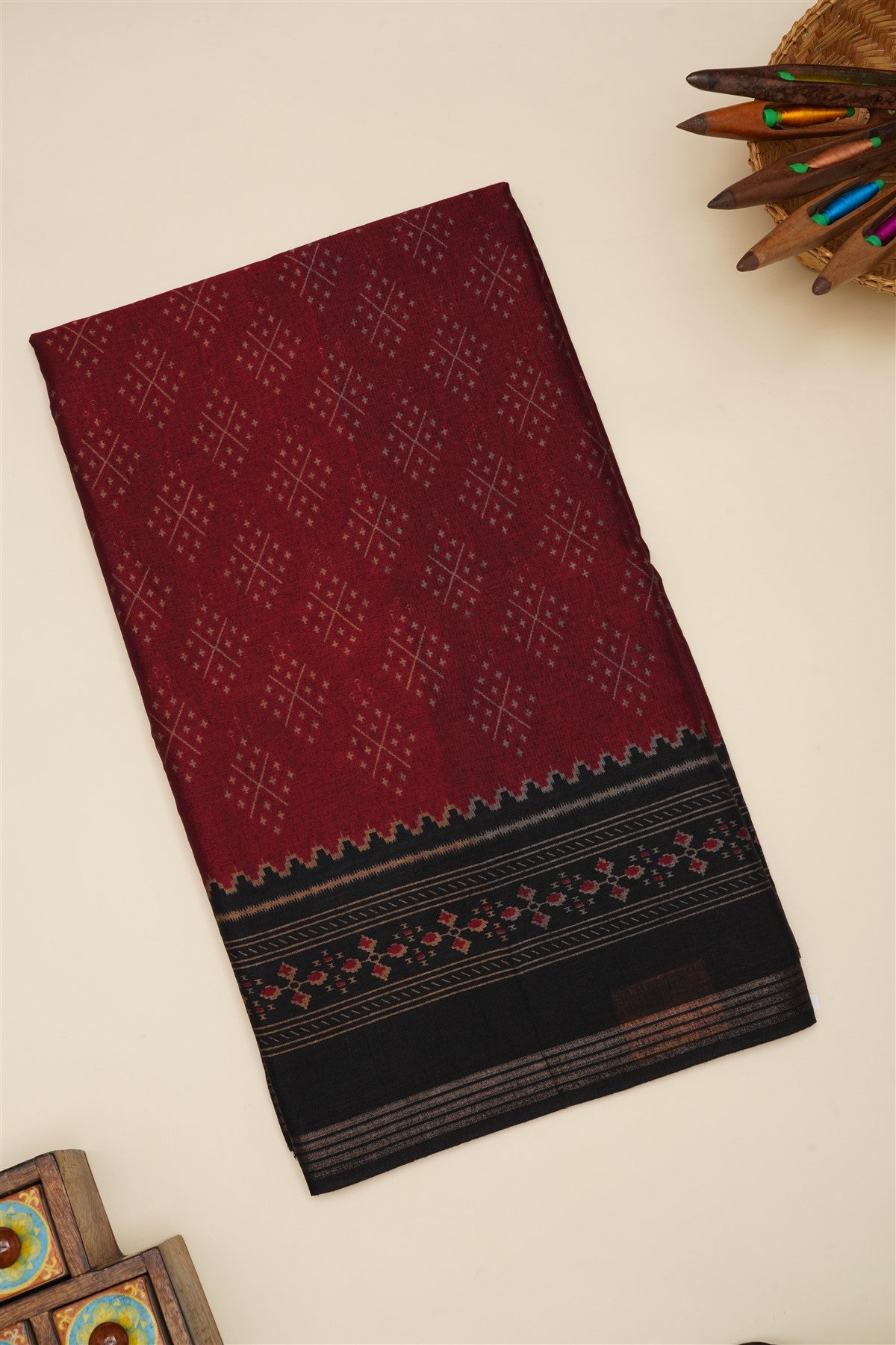 Fancy Silk Blend Maroon Saree