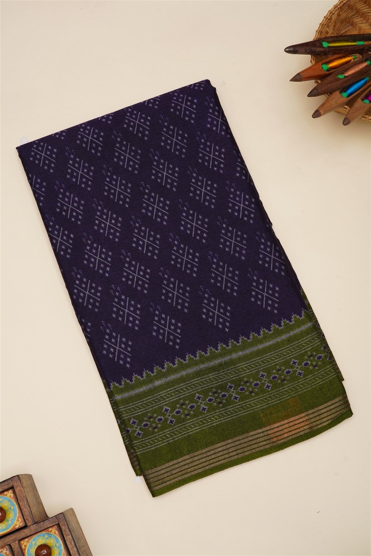 Fancy Silk Blend Violet Saree
