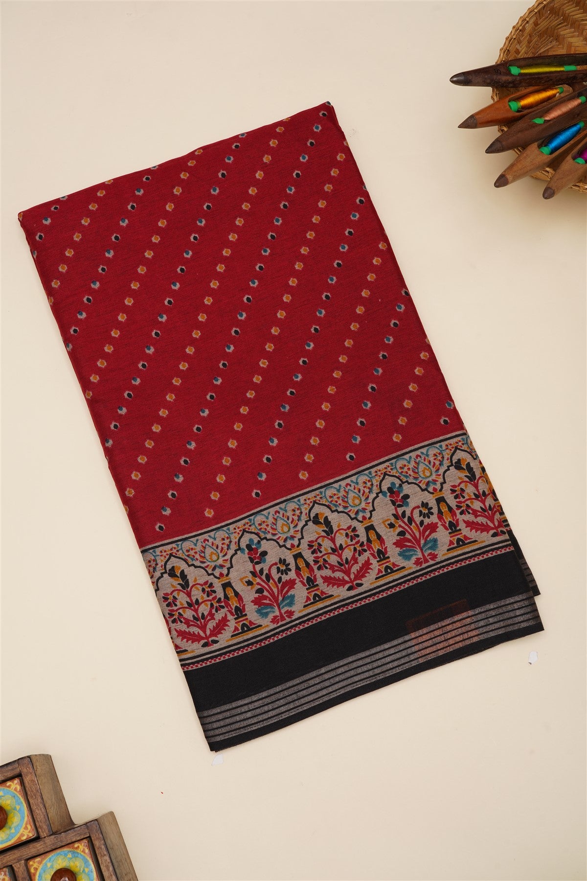 Fancy Silk Blend Maroon Saree