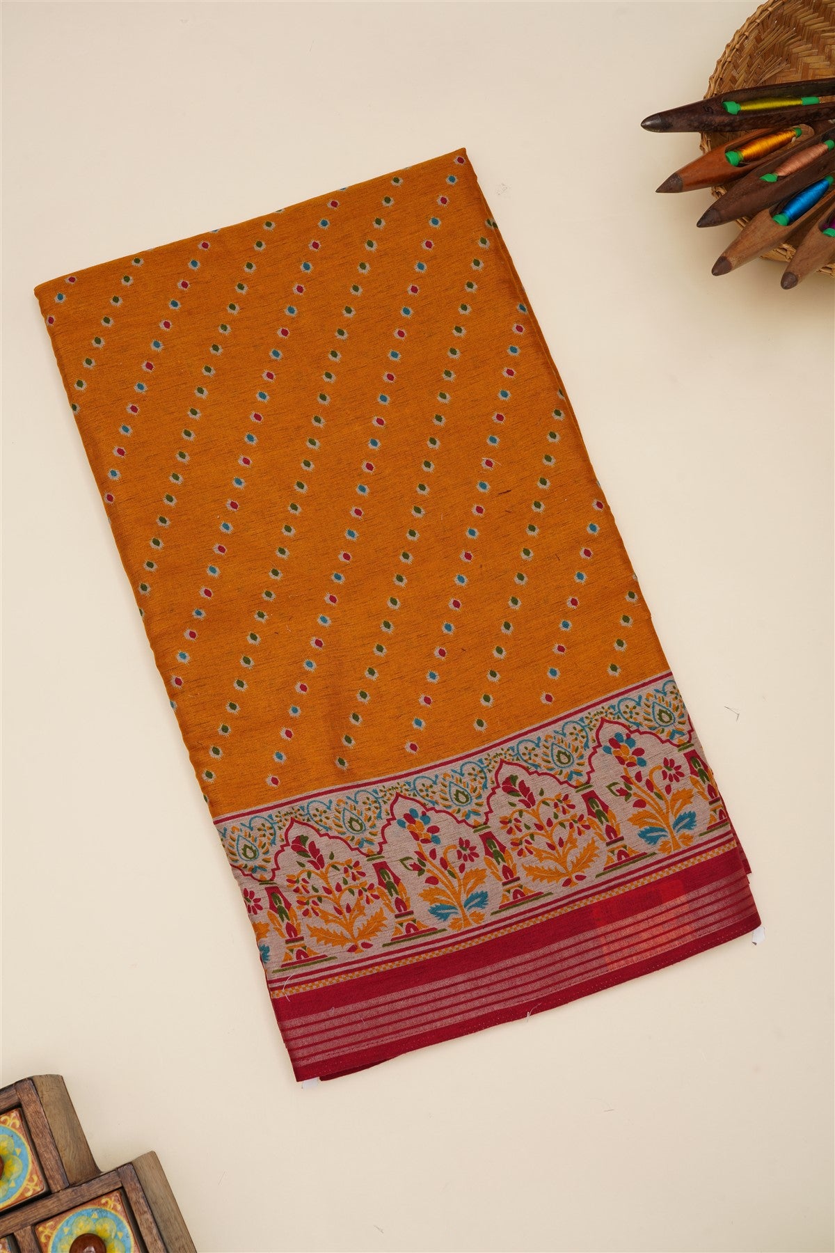 Fancy Silk Blend Mustard Saree
