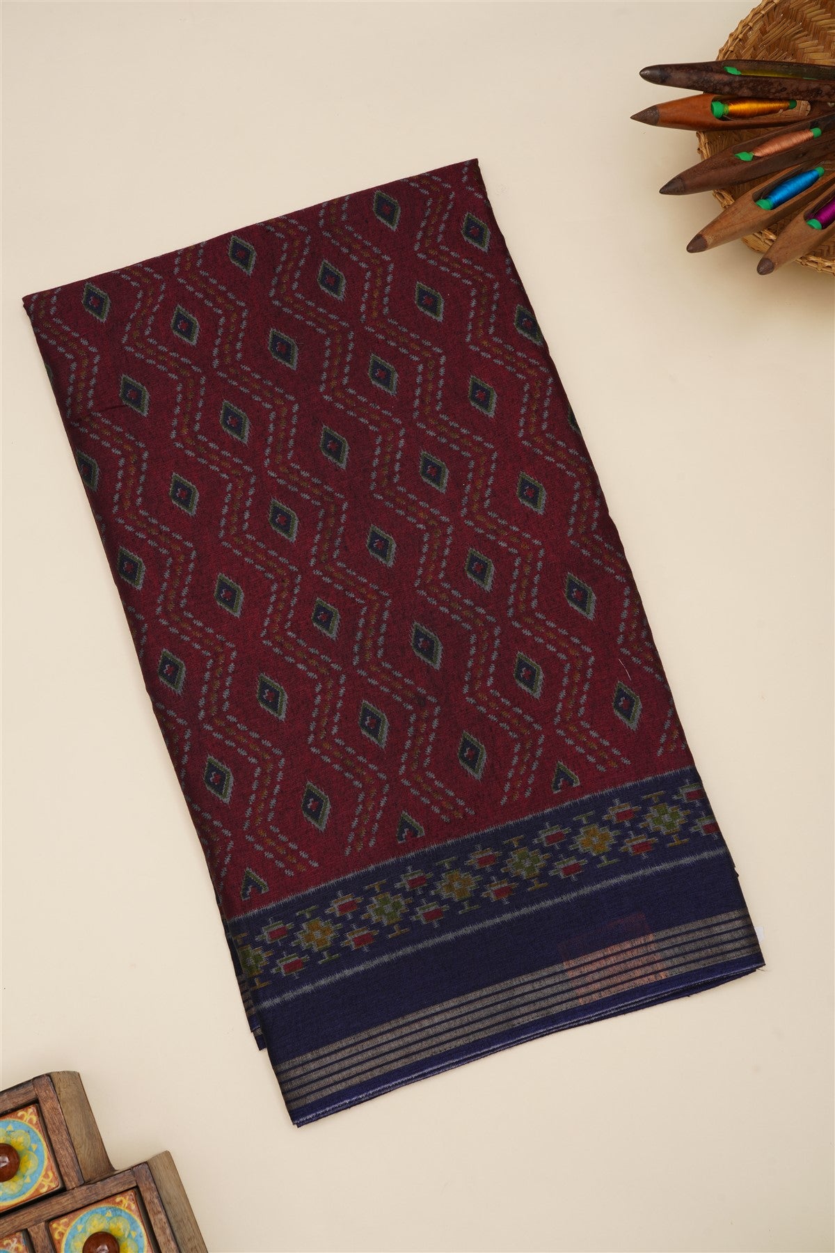 Fancy Silk Blend Maroon Saree