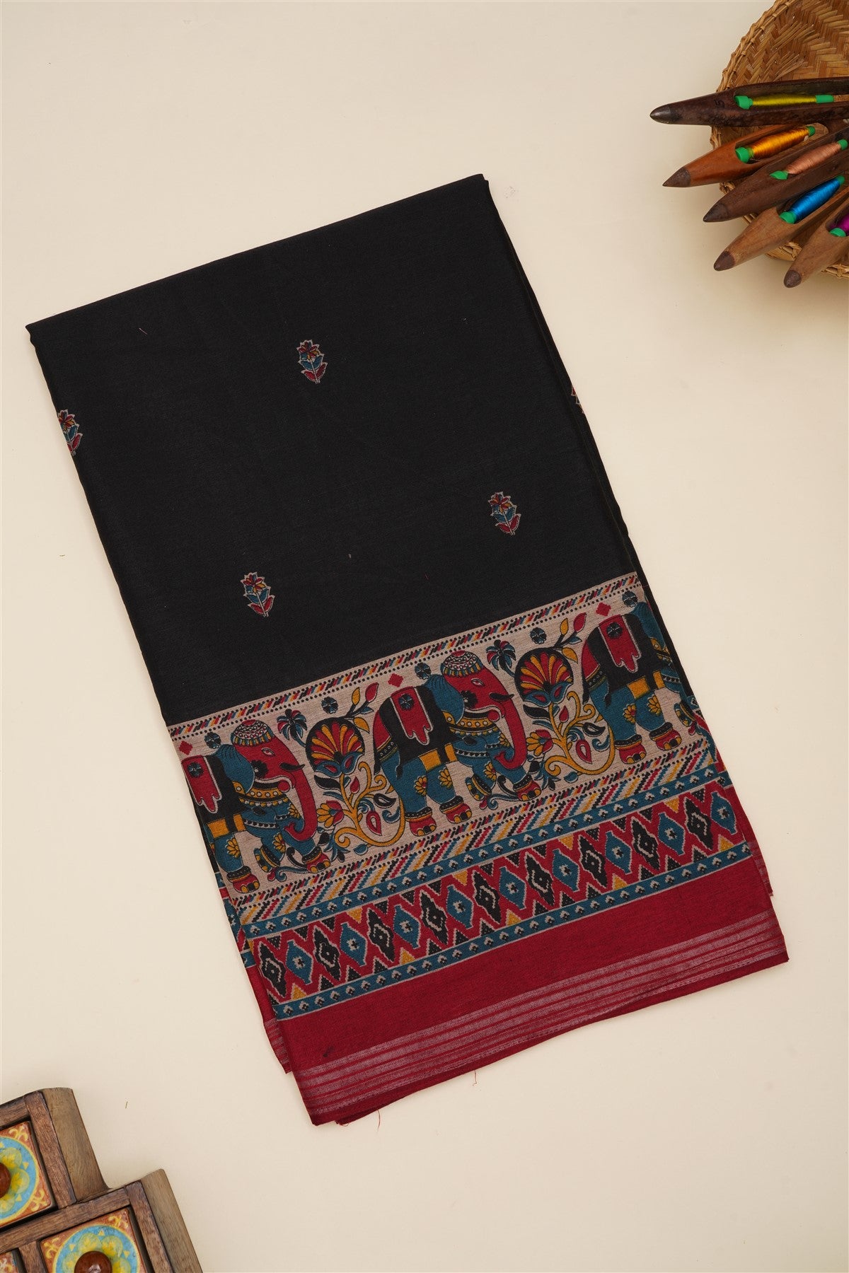 Fancy Silk Blend Black Saree