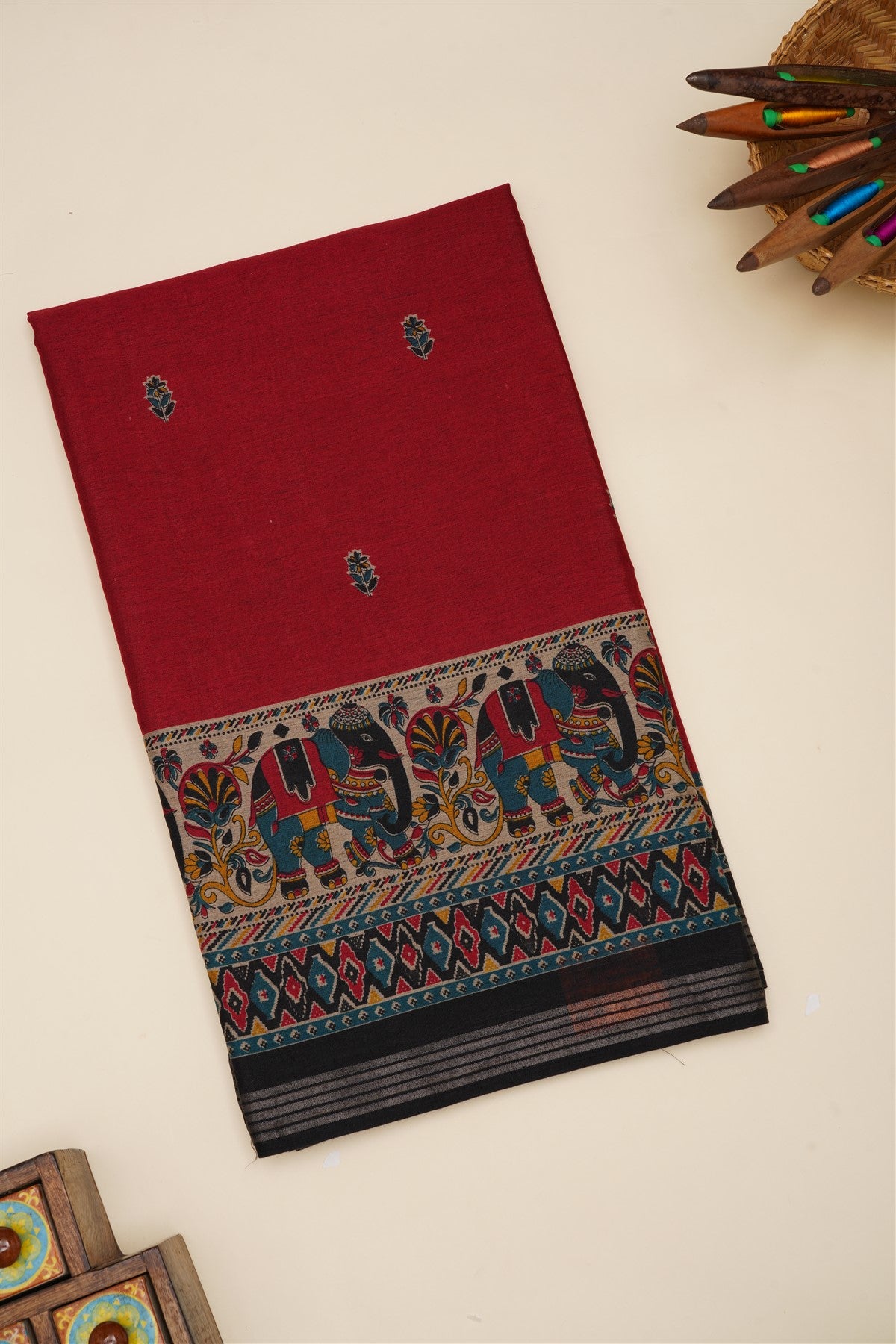 Fancy Silk Blend Maroon Saree