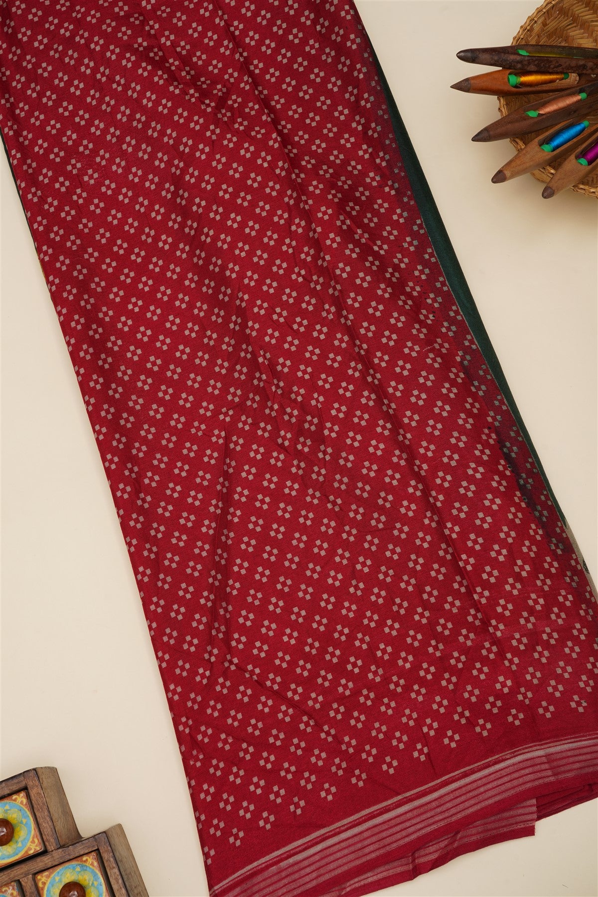 Fancy Silk Blend Dark Green Saree