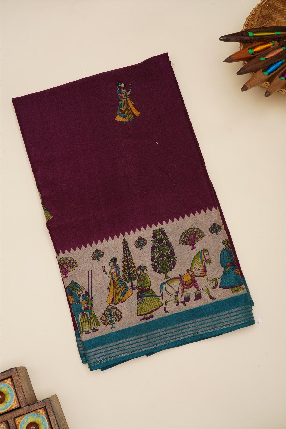 Fancy Silk Blend Dark Purple Saree