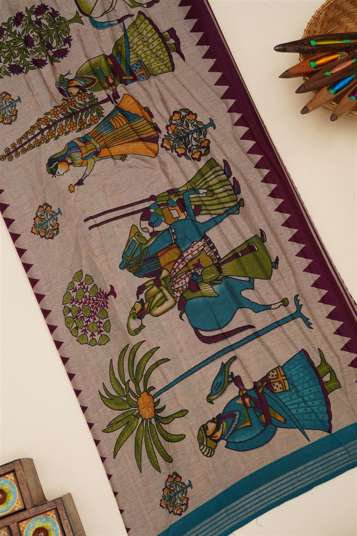 Fancy Silk Blend Dark Purple Saree