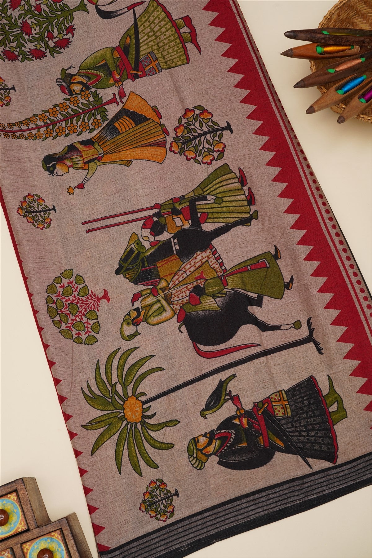 Fancy Silk Blend Maroon Saree