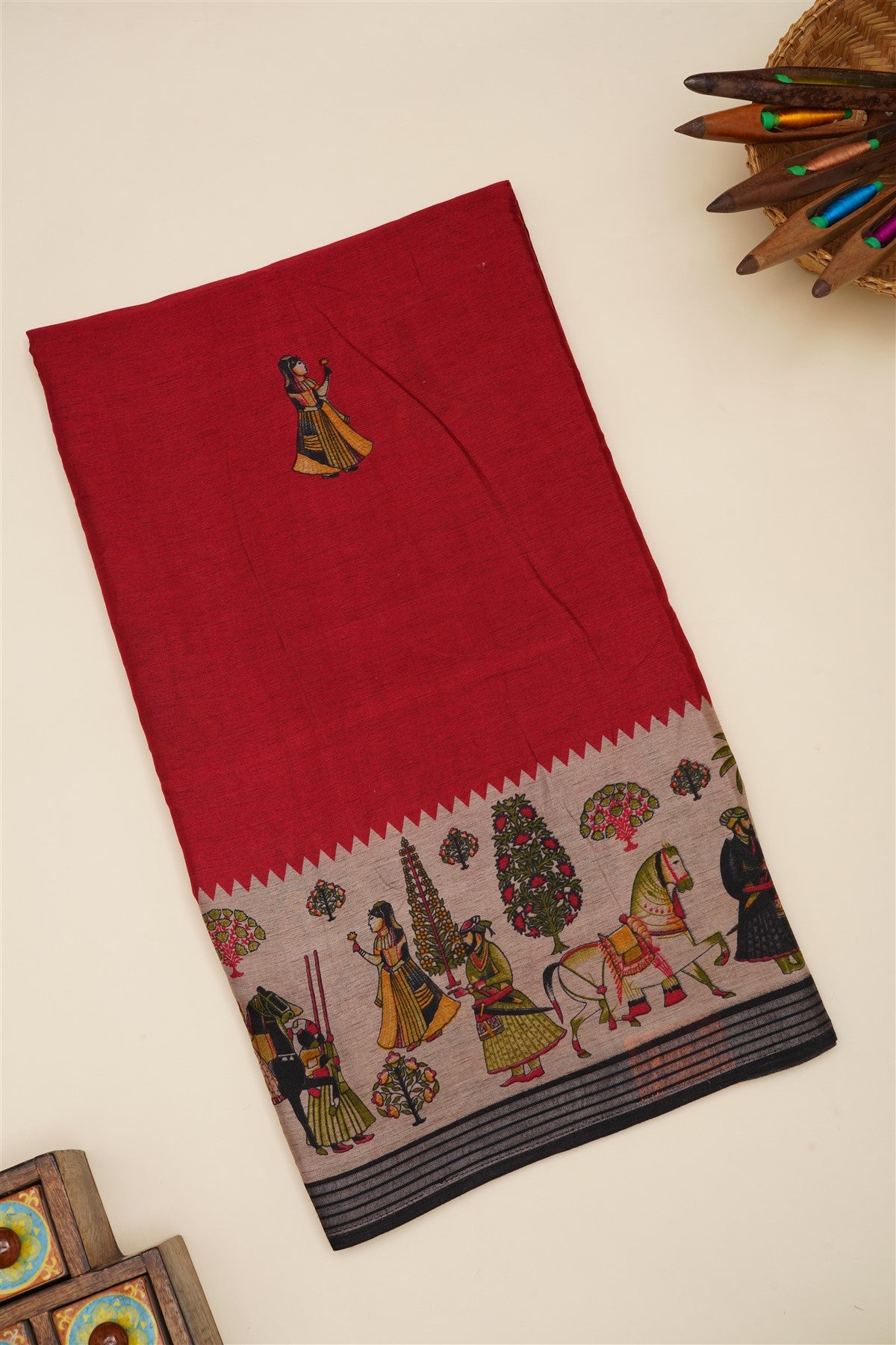 Fancy Silk Blend Maroon Saree