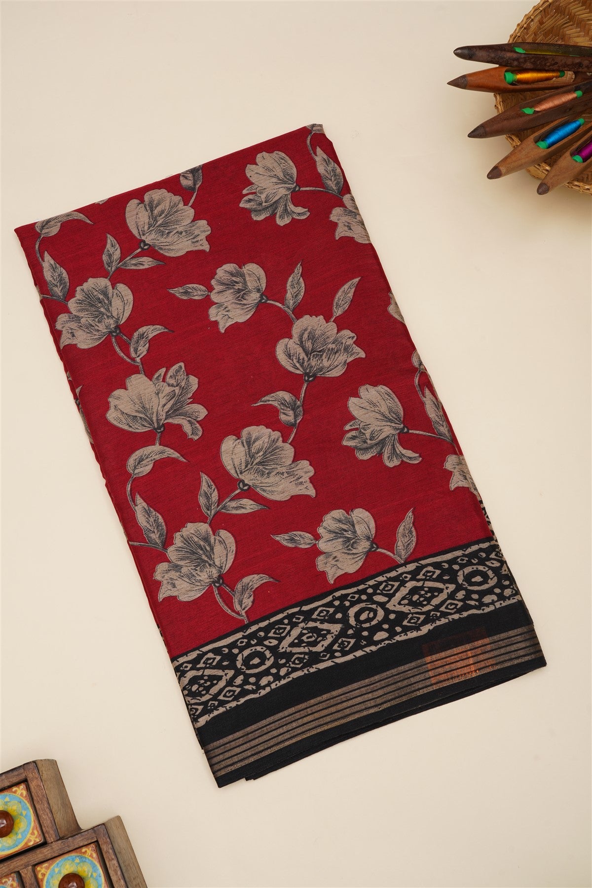 Fancy Silk Blend Maroon Saree