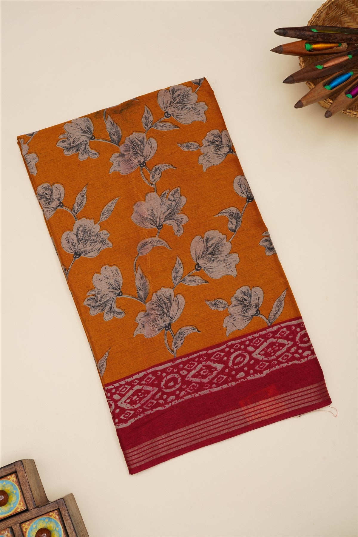 Fancy Silk Blend Mustard Saree