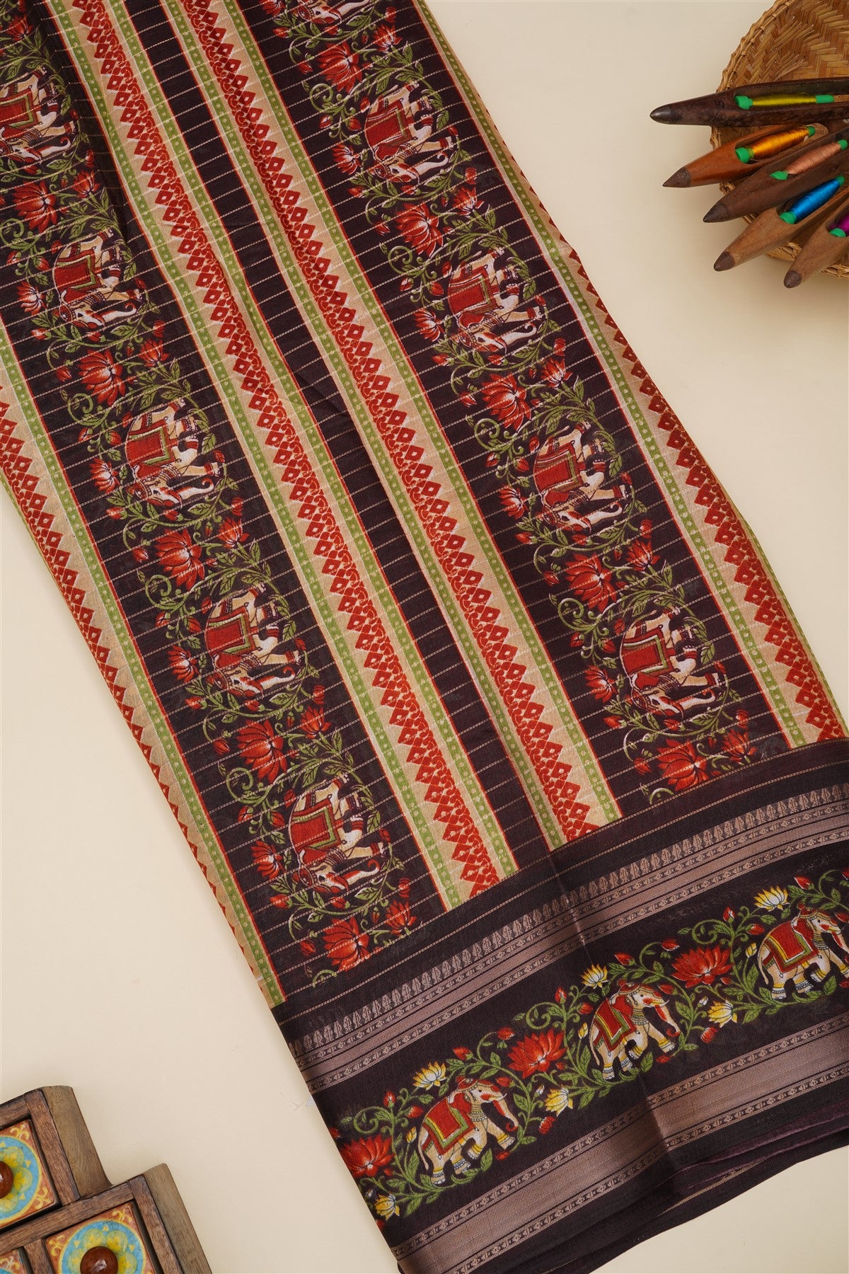 Fancy Silk Blend Rust Saree