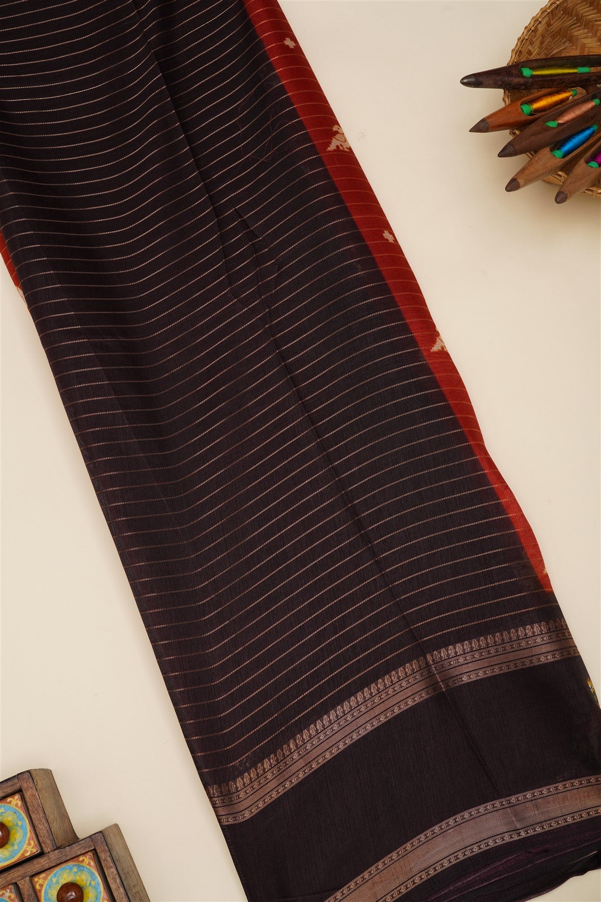Fancy Silk Blend Rust Saree
