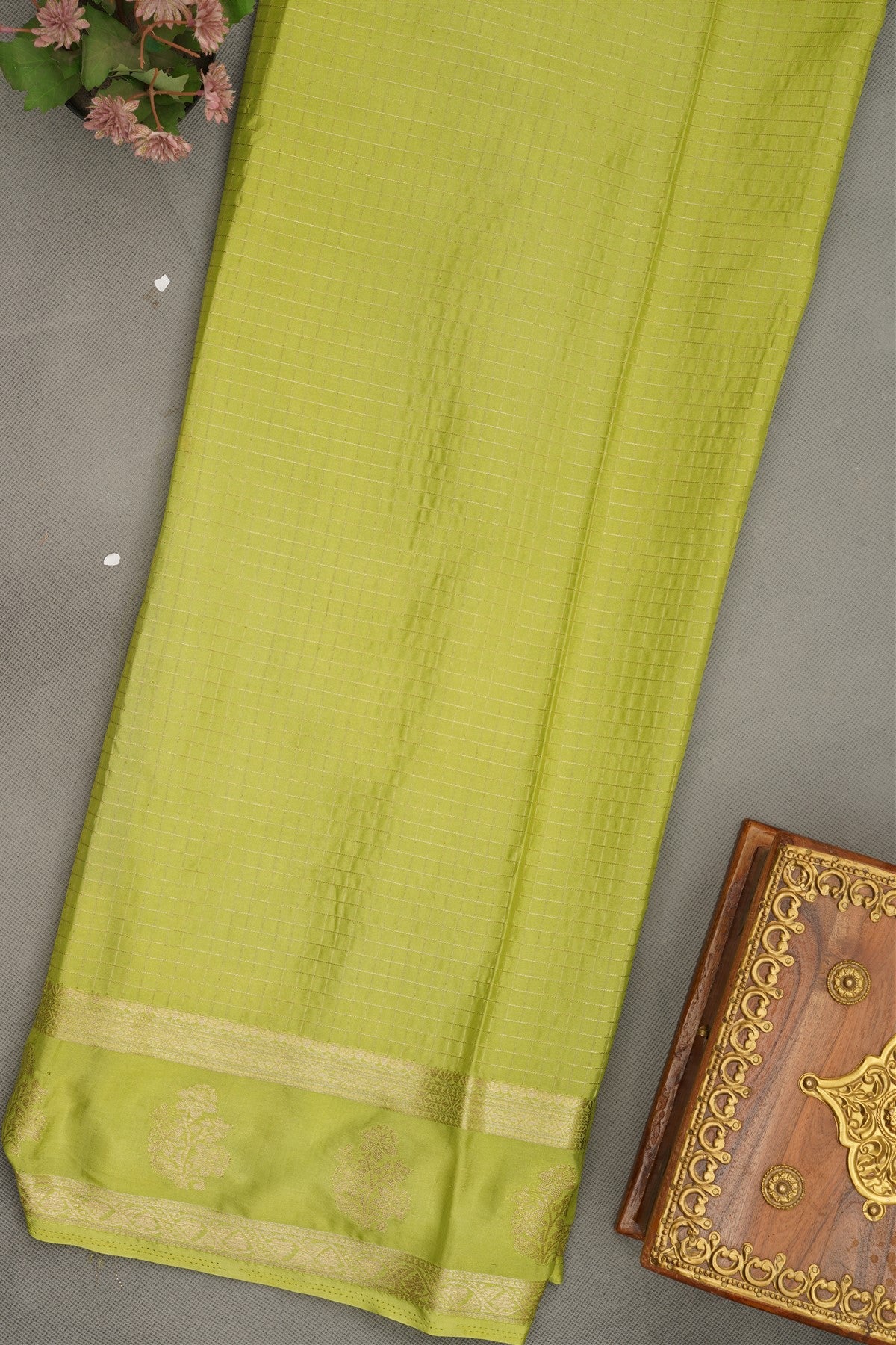 Banarasi Crepe Dark Green  Saree