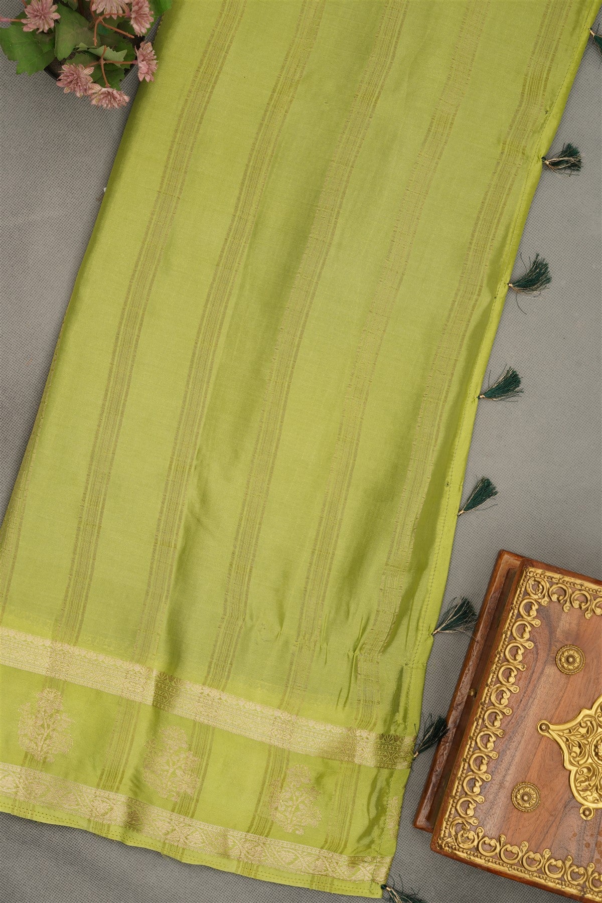 Banarasi Crepe Dark Green  Saree