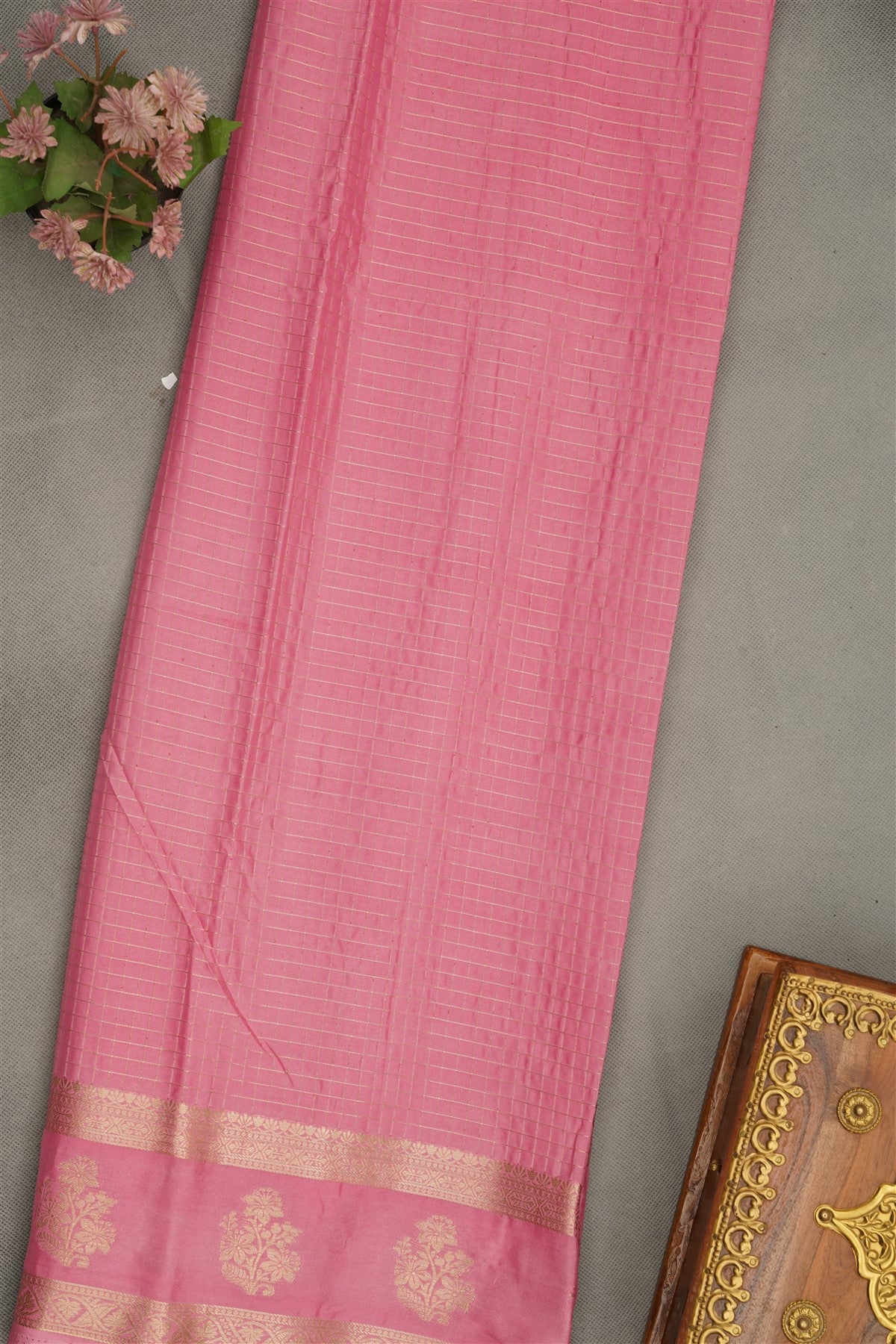 Banarasi Crepe Dark Pink  Saree
