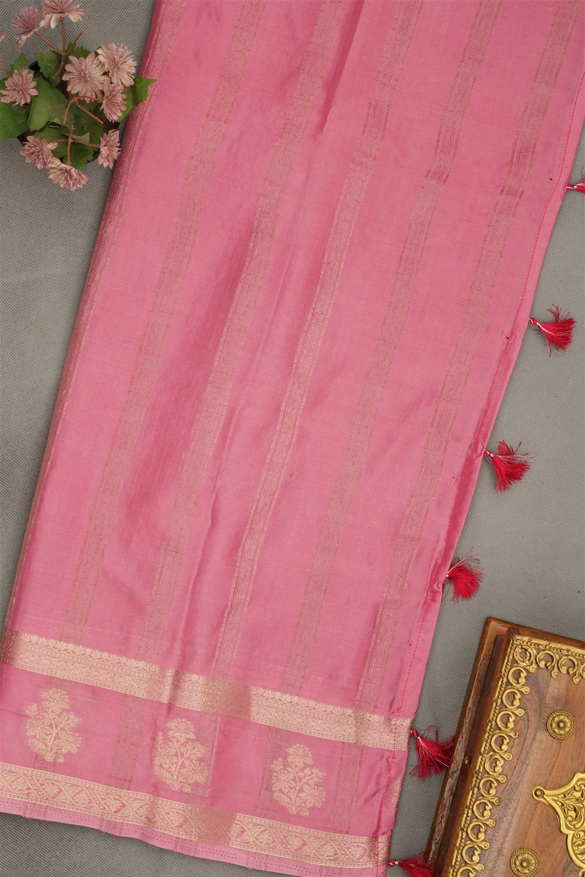 Banarasi Crepe Dark Pink  Saree