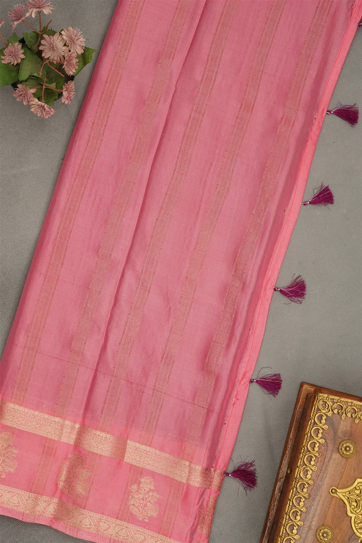 Banarasi Crepe Dark Purple  Saree