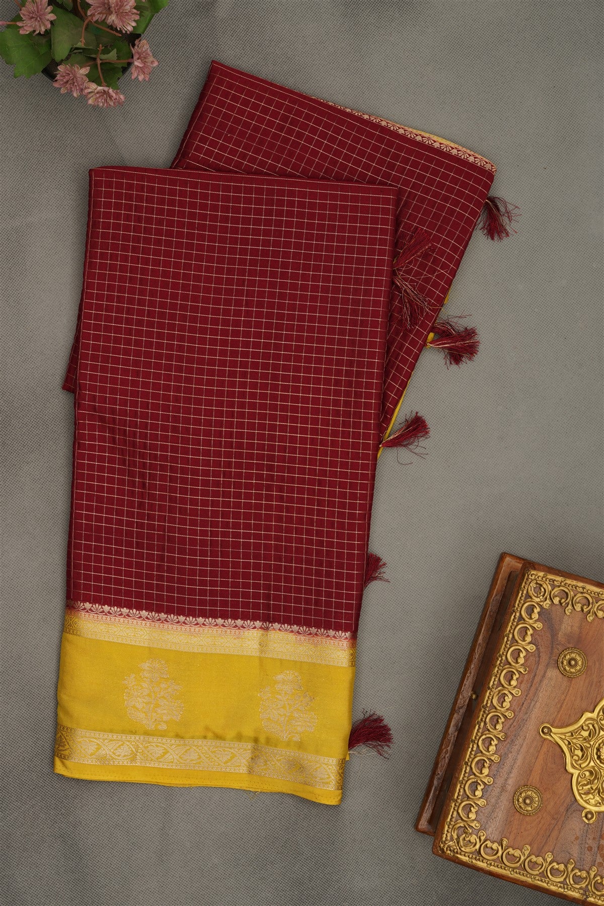 Banarasi Crepe Maroon  Saree
