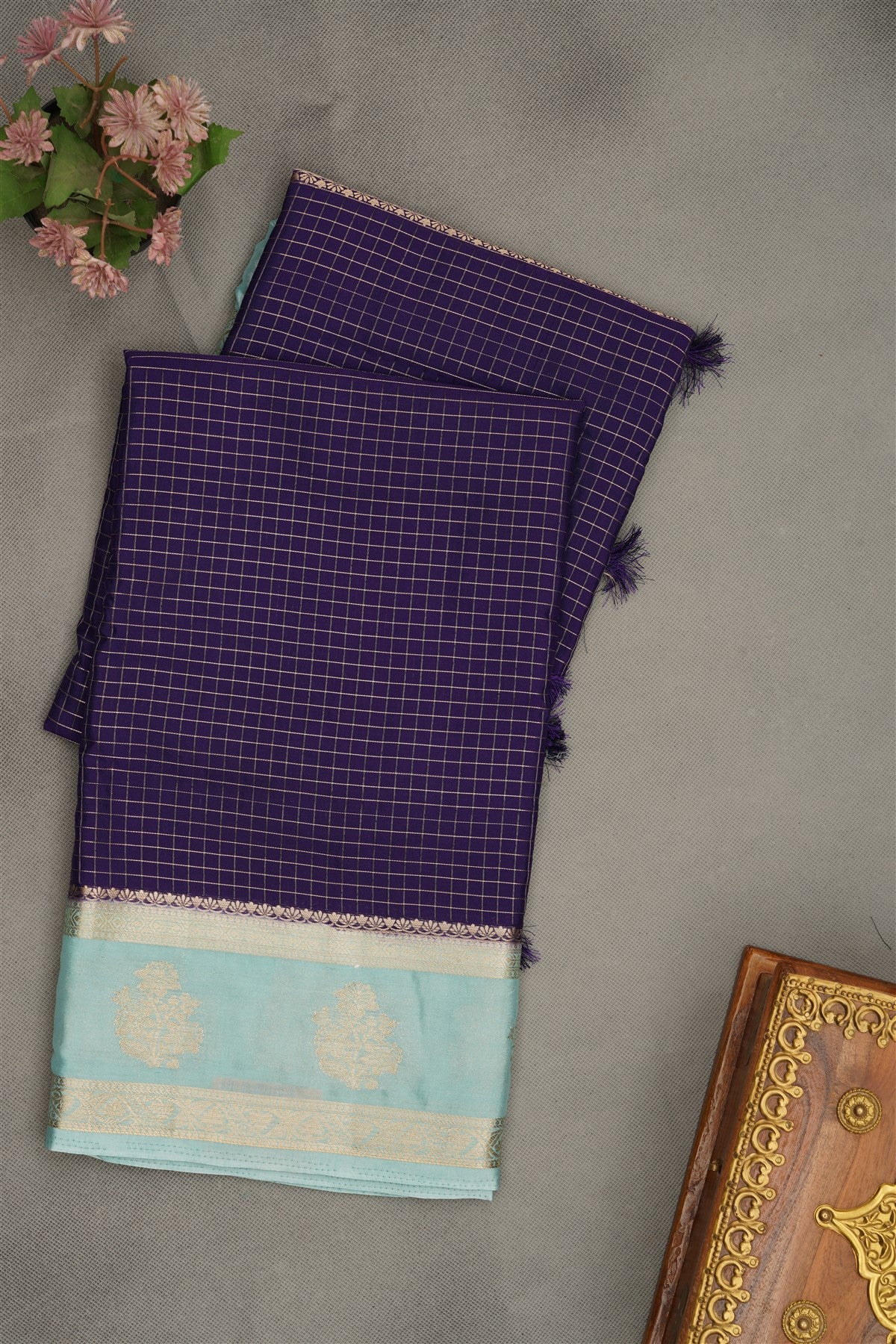 Banarasi Crepe Violet  Saree