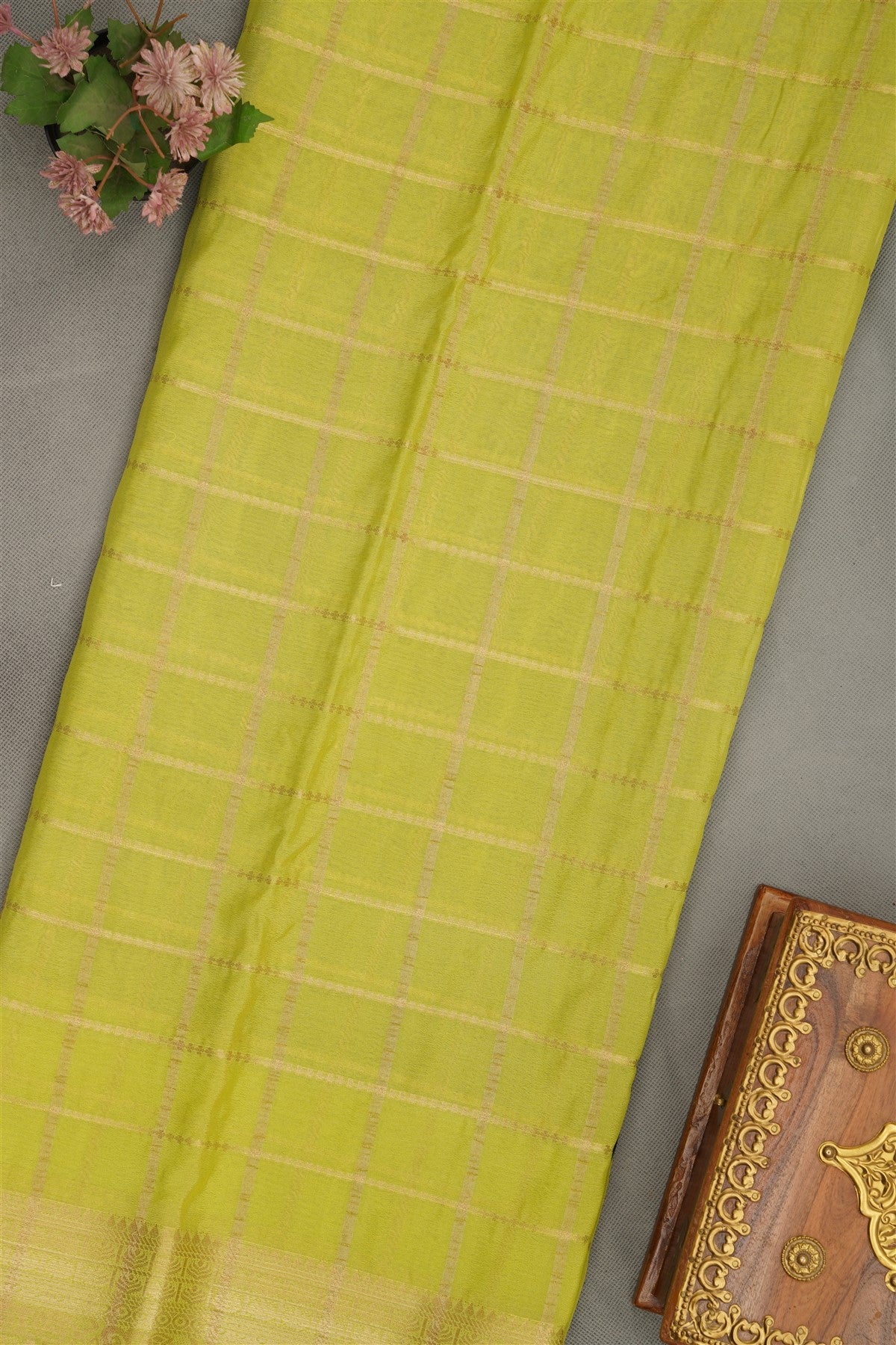 Banarasi Chinon Chiffon Dark Green  Saree