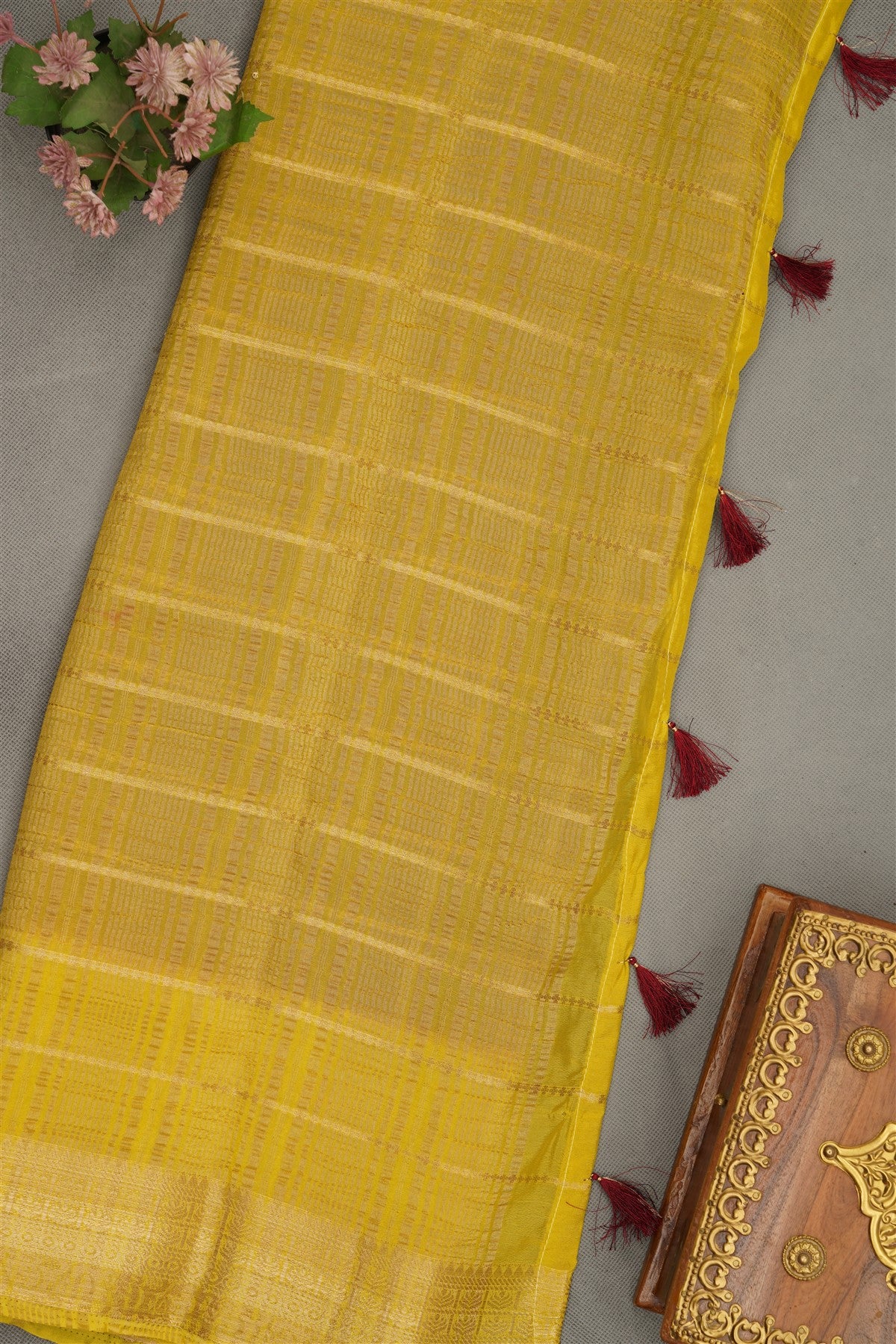 Banarasi Chinon Chiffon Maroon  Saree
