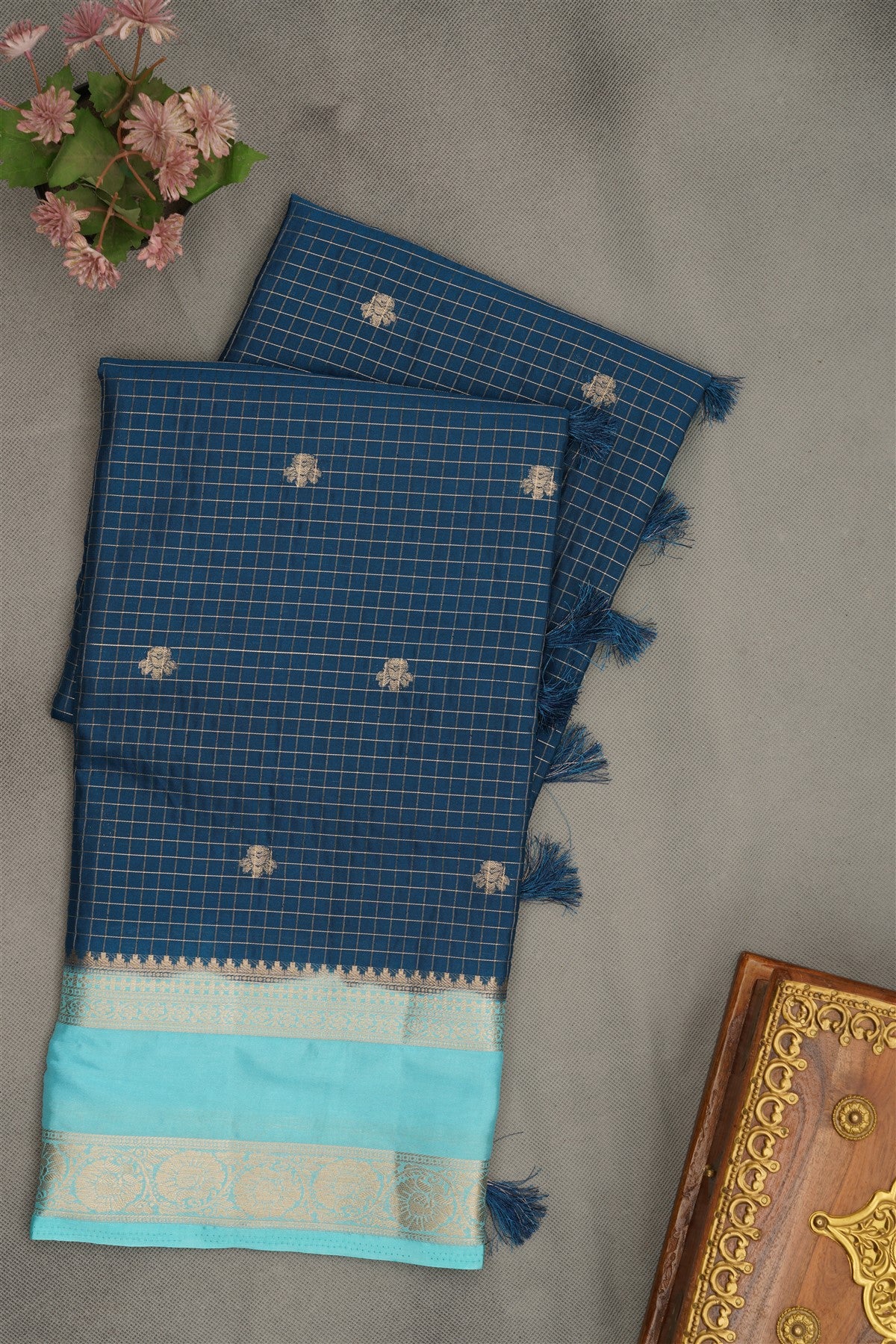 Banarasi Crepe Dark Blue  Saree