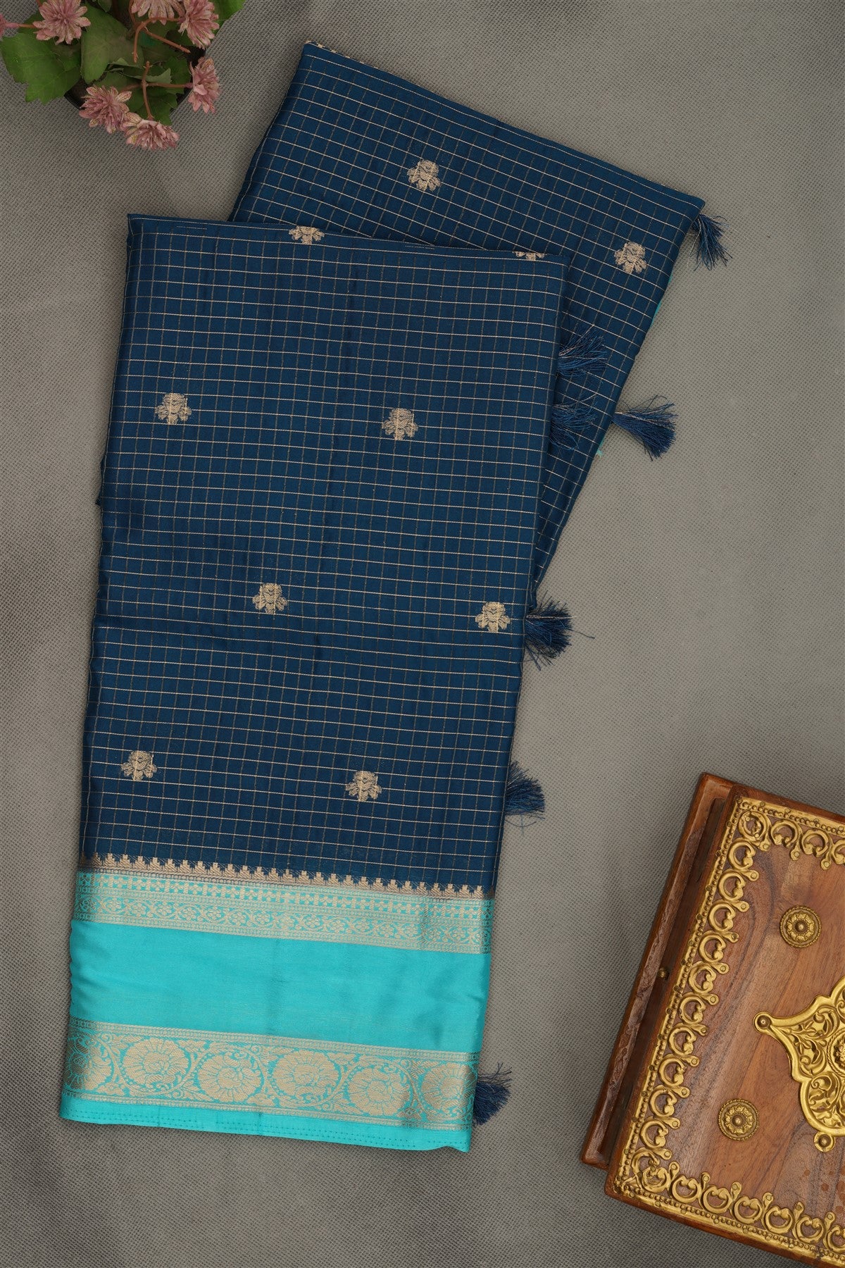 Banarasi Crepe Dark Blue  Saree