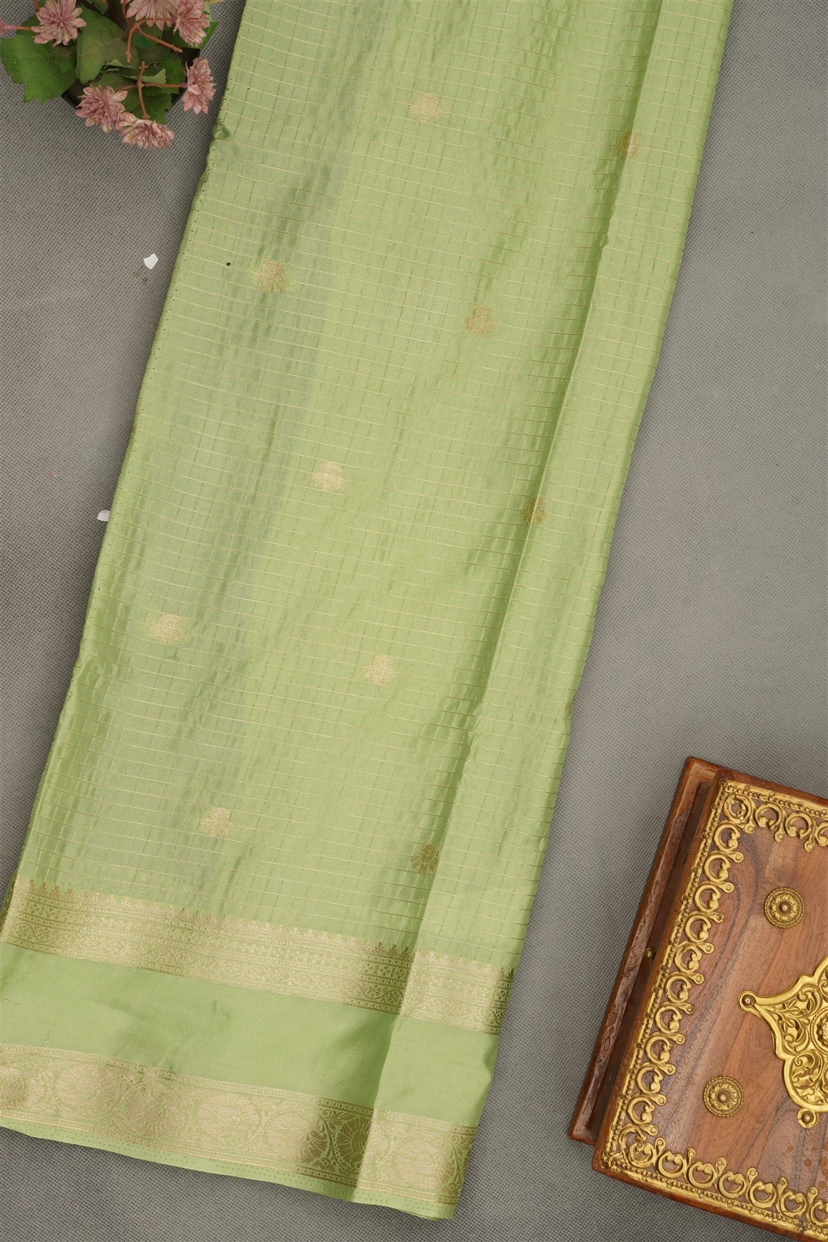 Banarasi Crepe Dark Green  Saree