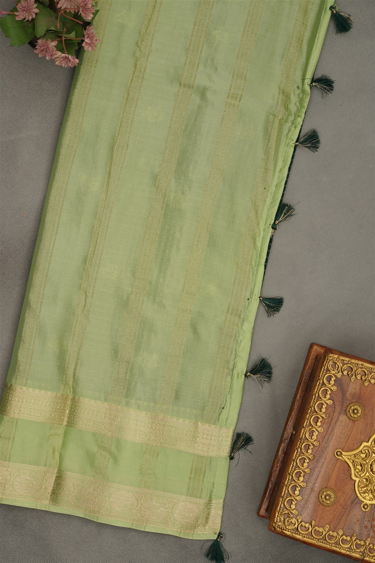 Banarasi Crepe Dark Green  Saree