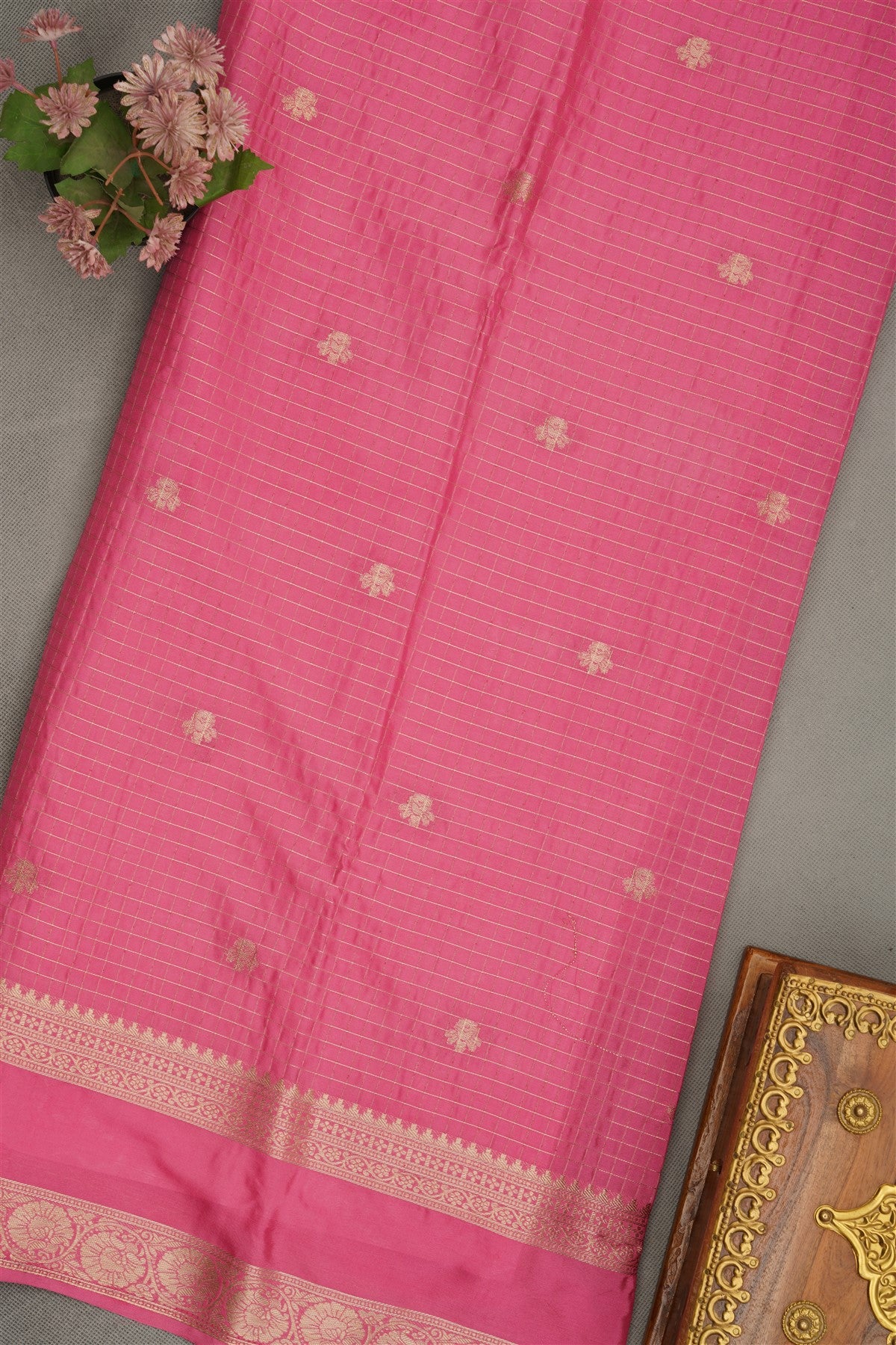 Banarasi Crepe Dark Pink  Saree