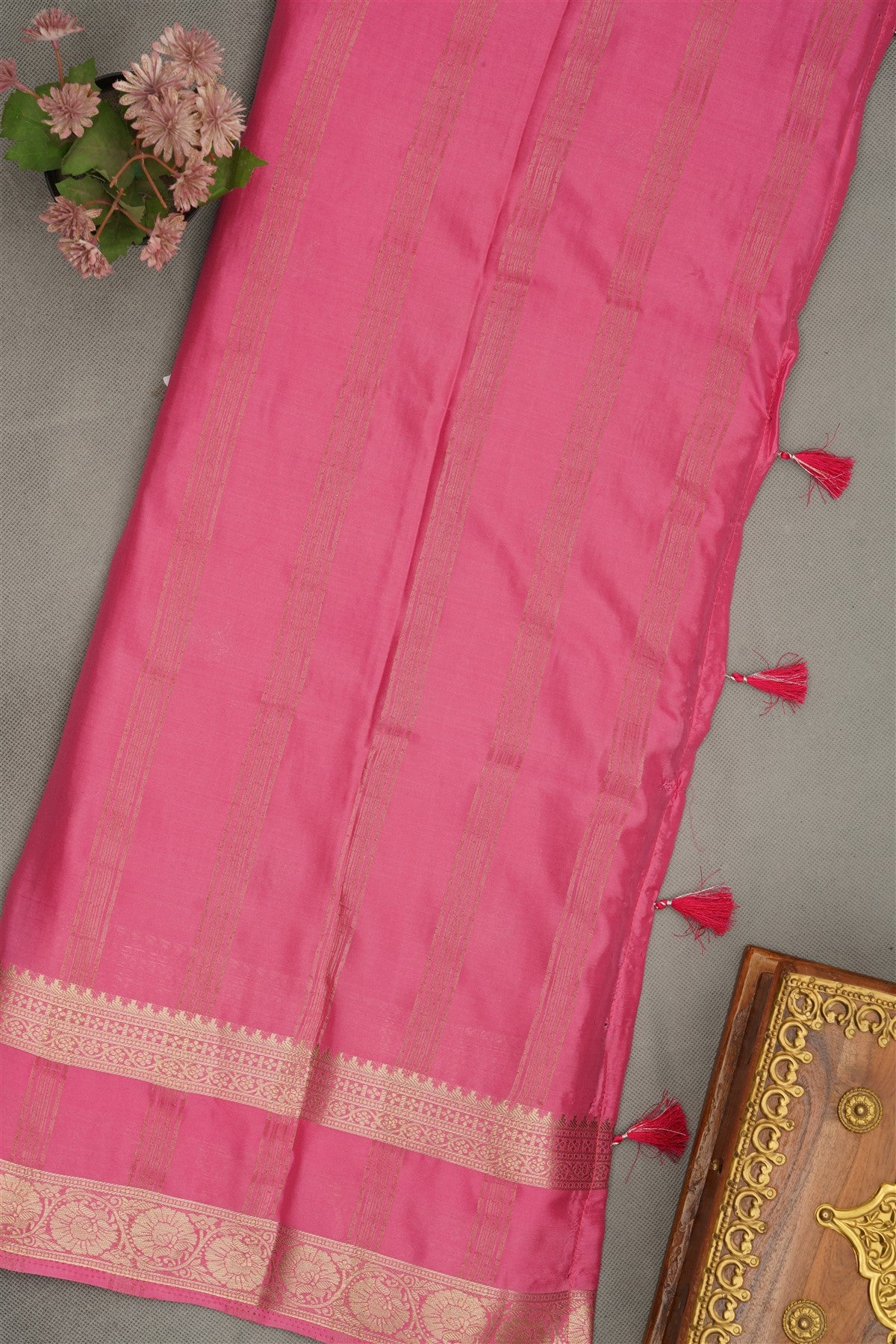 Banarasi Crepe Dark Pink  Saree