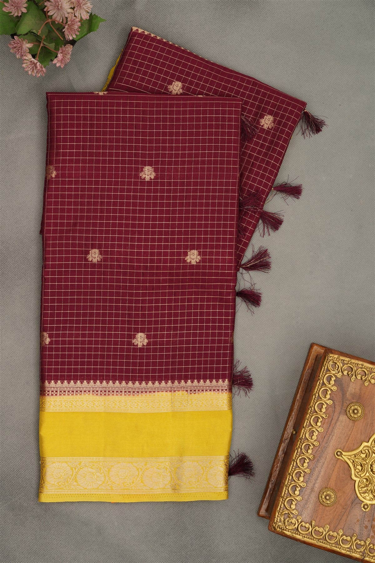 Banarasi Crepe Dark Purple  Saree