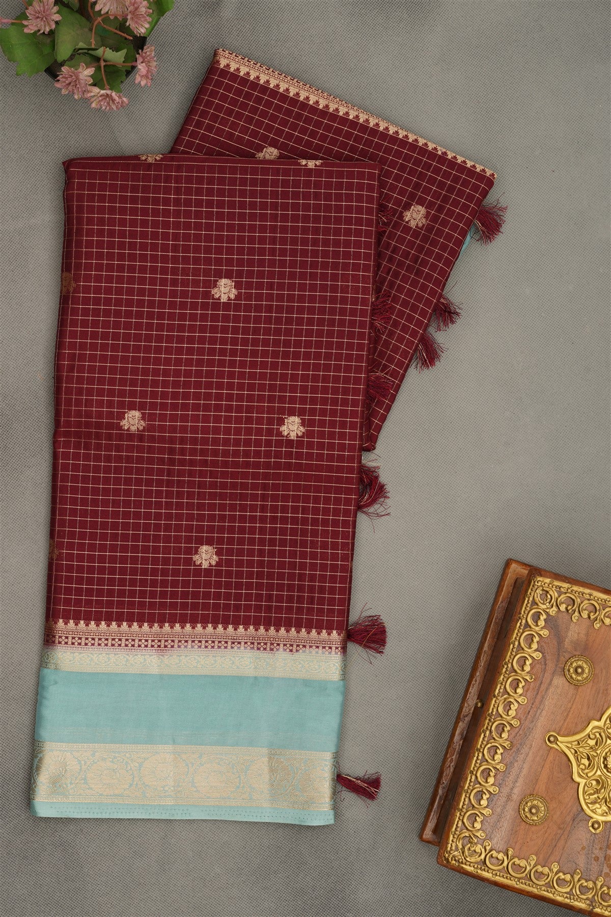 Banarasi Crepe Maroon  Saree