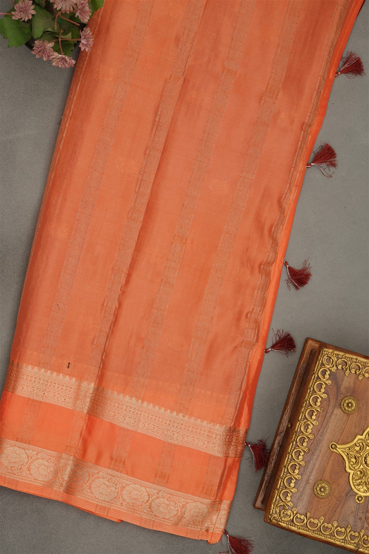 Banarasi Crepe Rust  Saree