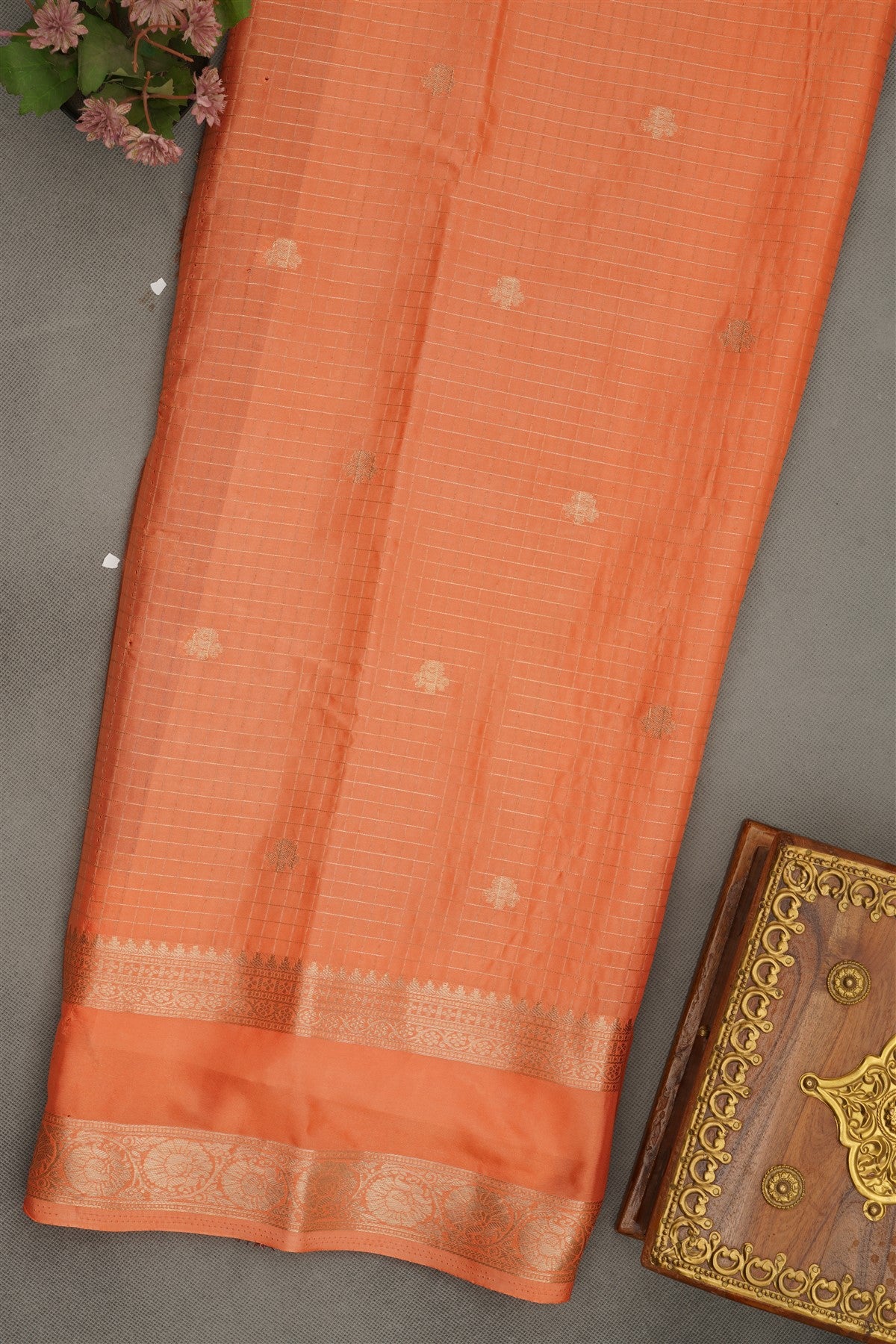 Banarasi Crepe Rust  Saree
