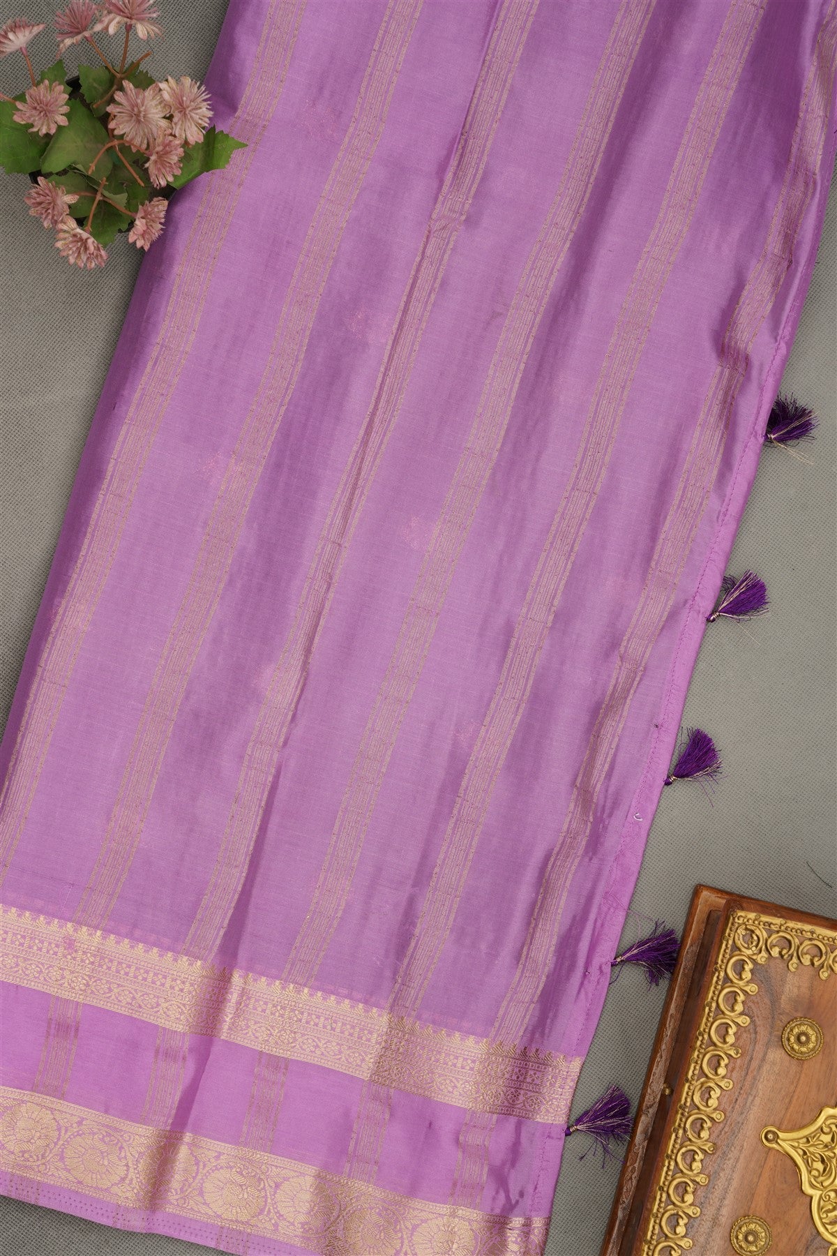 Banarasi Crepe Violet  Saree