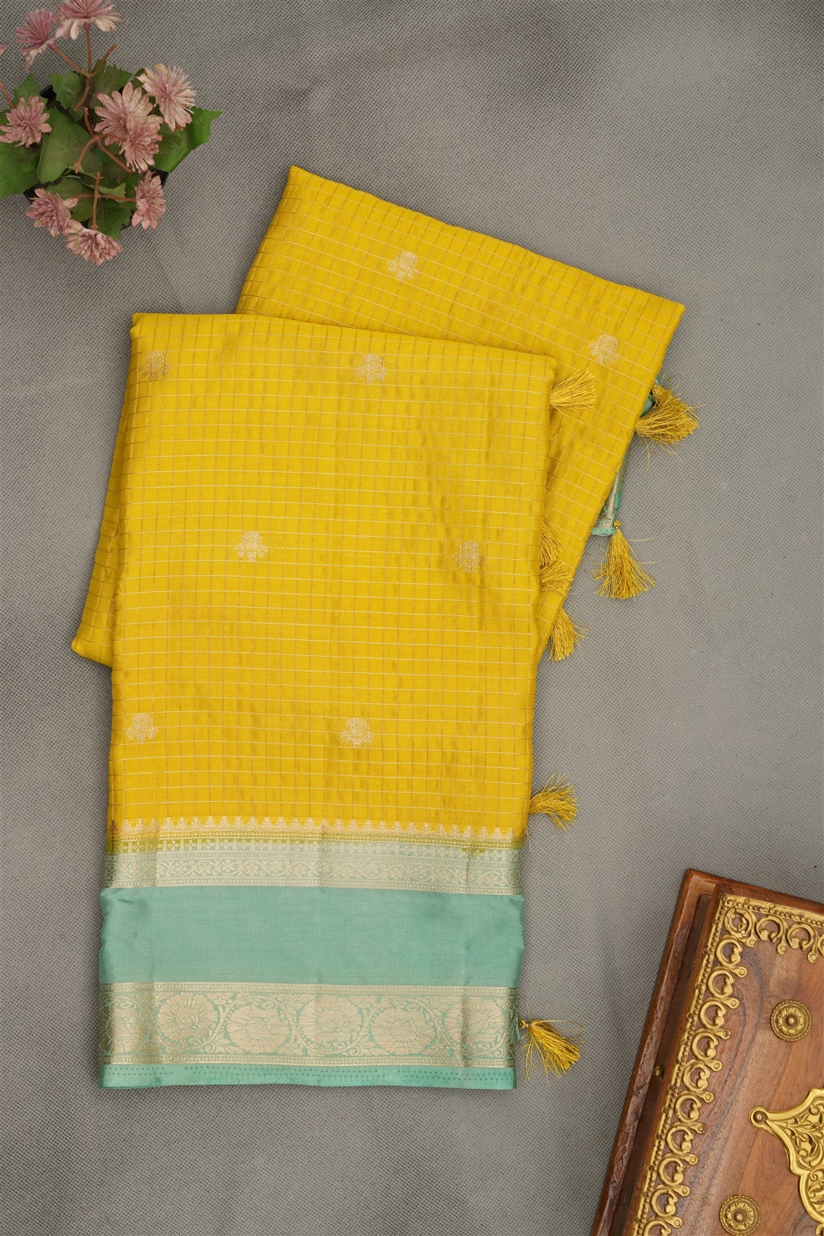 Banarasi Crepe Yellow  Saree