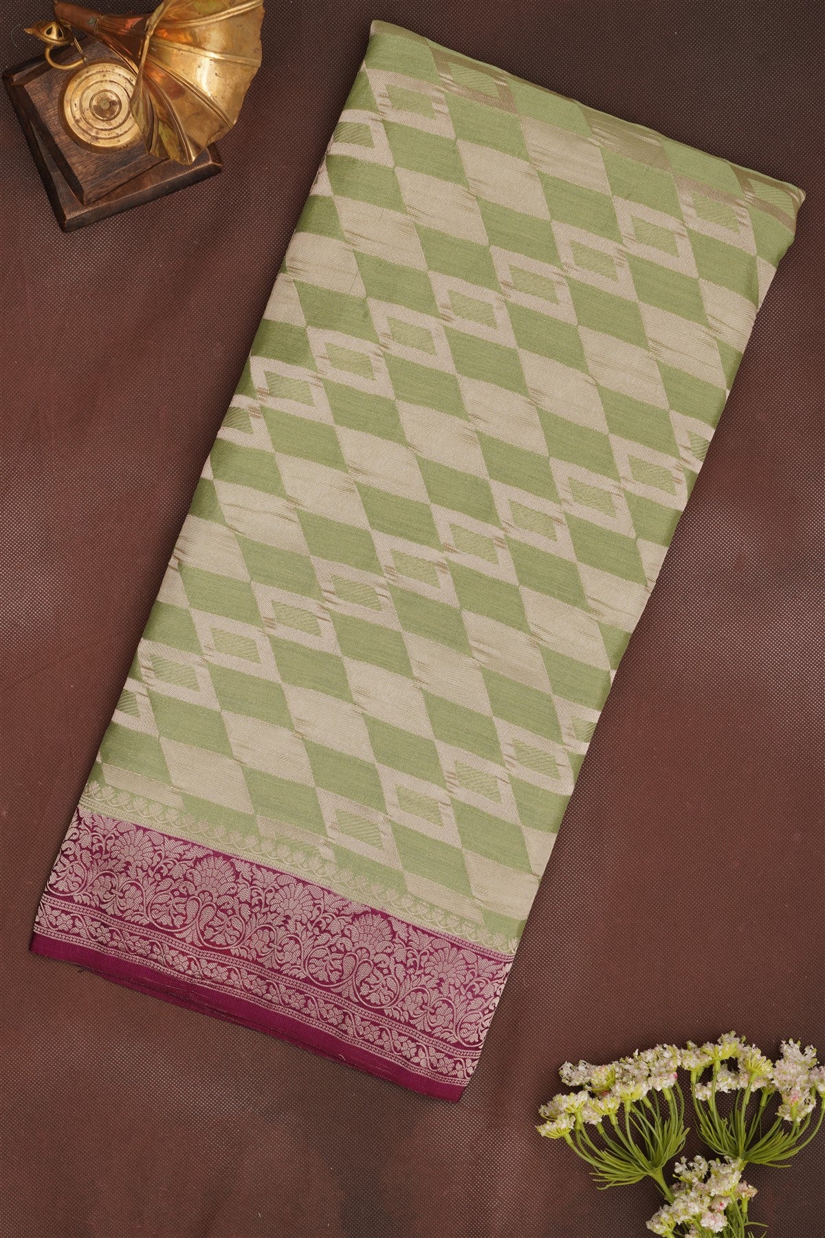 Banarasi Georgette Light Olive Green Saree
