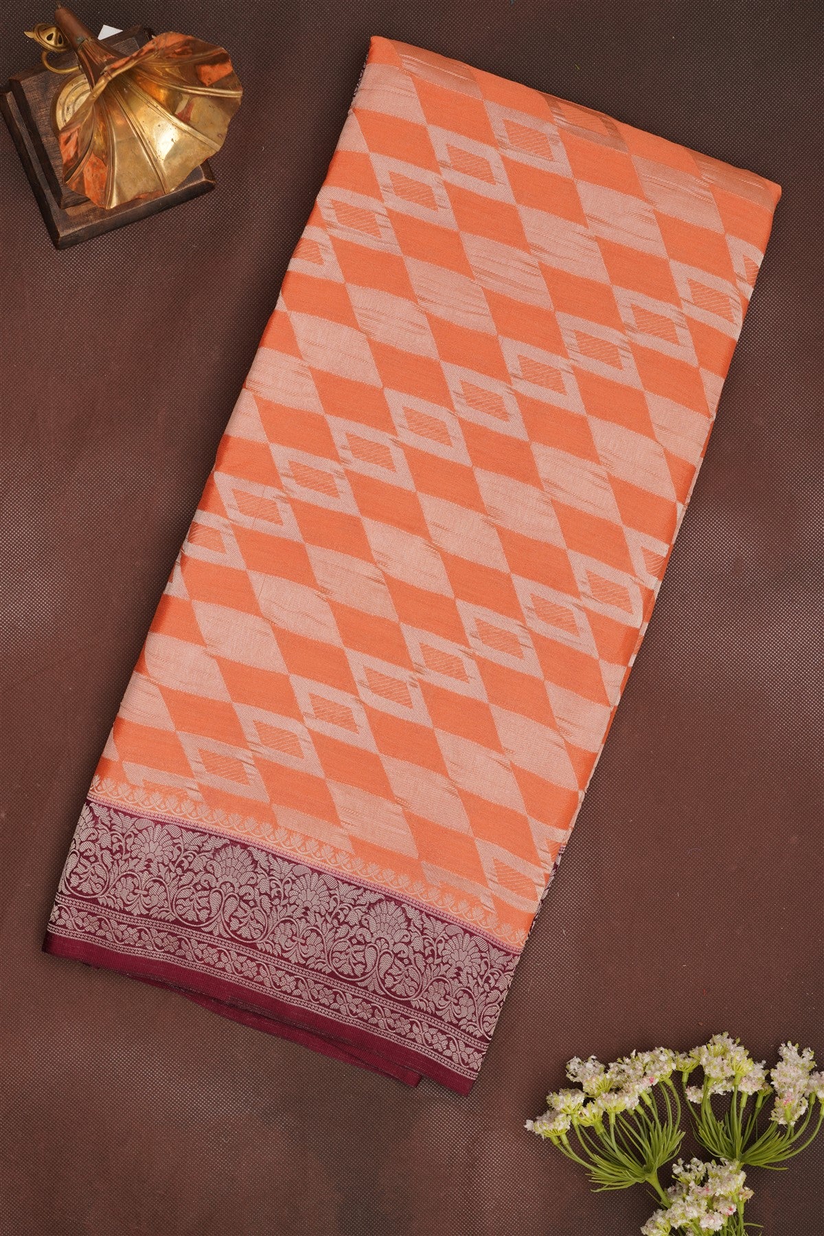 Banarasi Georgette Peach Saree