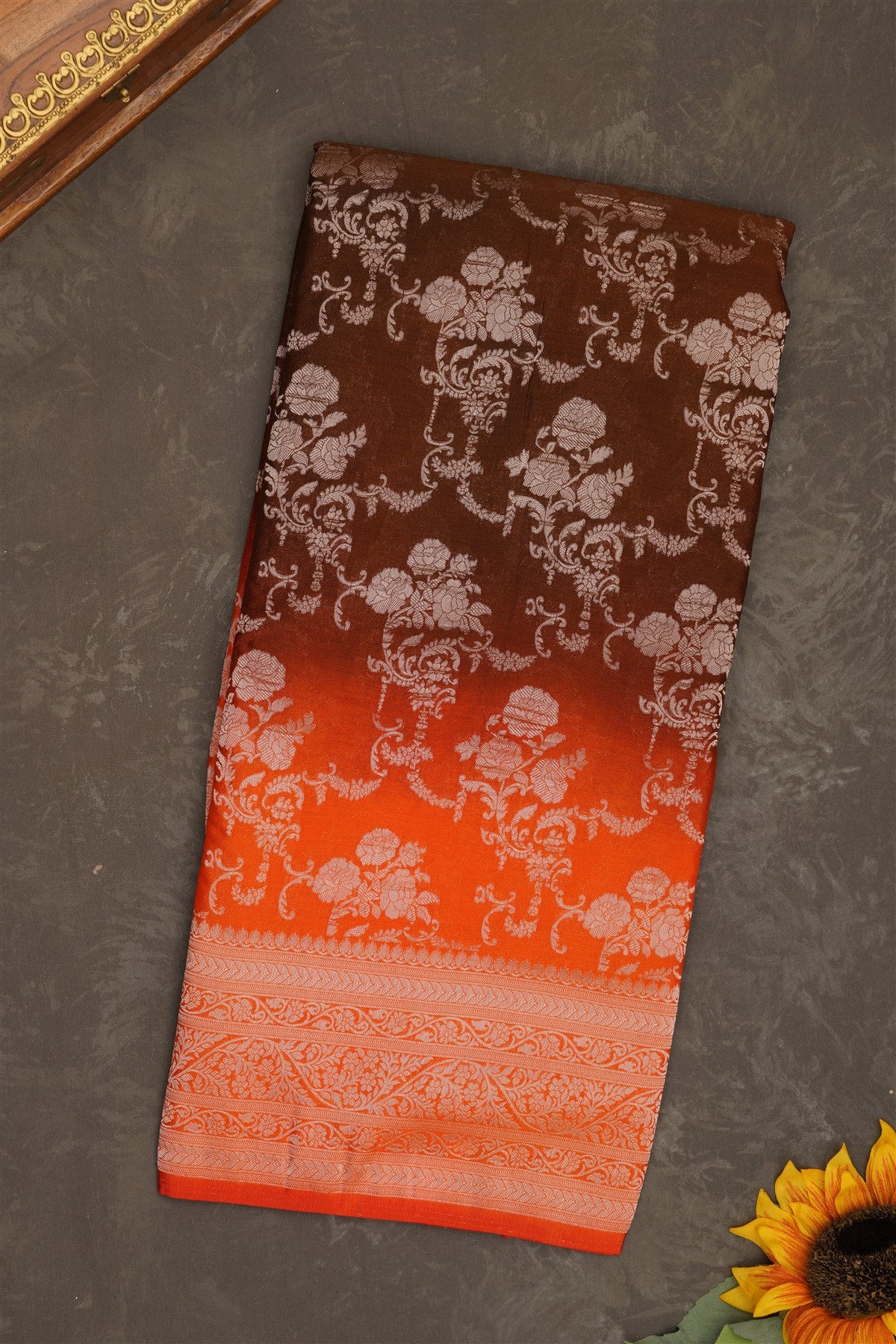 Banarasi Georgette Brown Saree