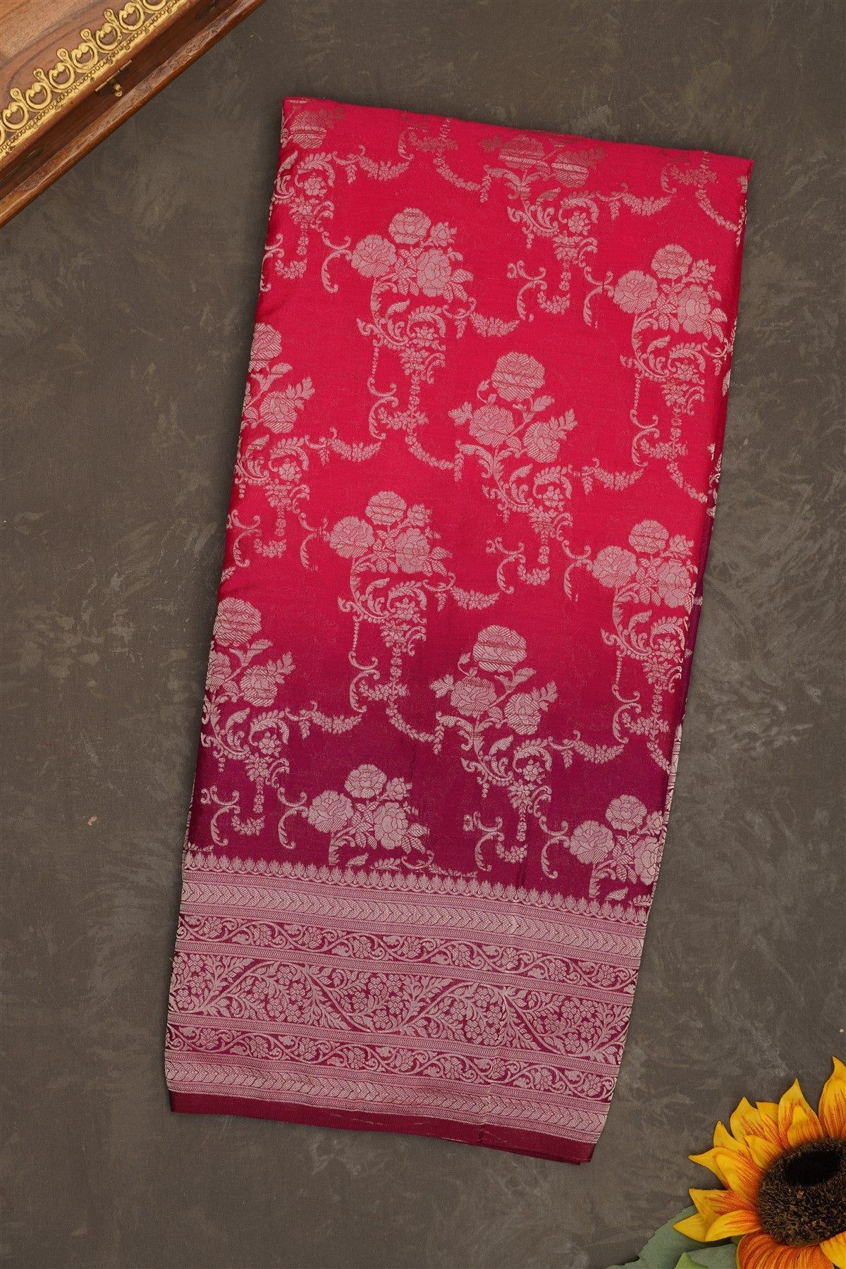 Banarasi Georgette Dark Pink Saree