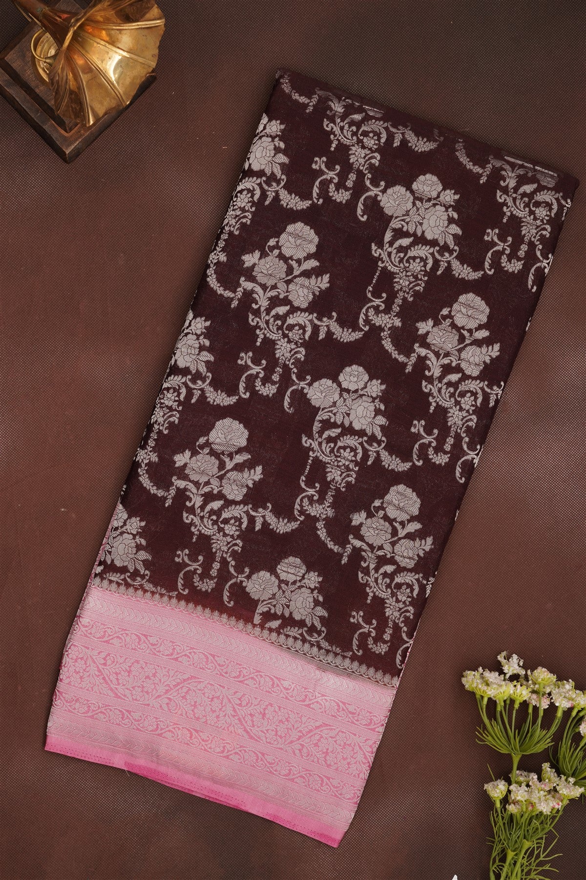 Banarasi Georgette Dark Brown Saree
