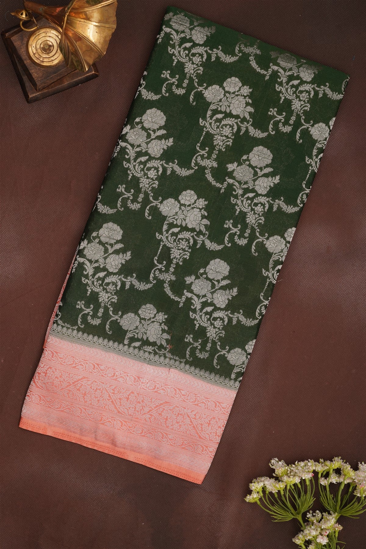 Banarasi Georgette Dark Green Saree