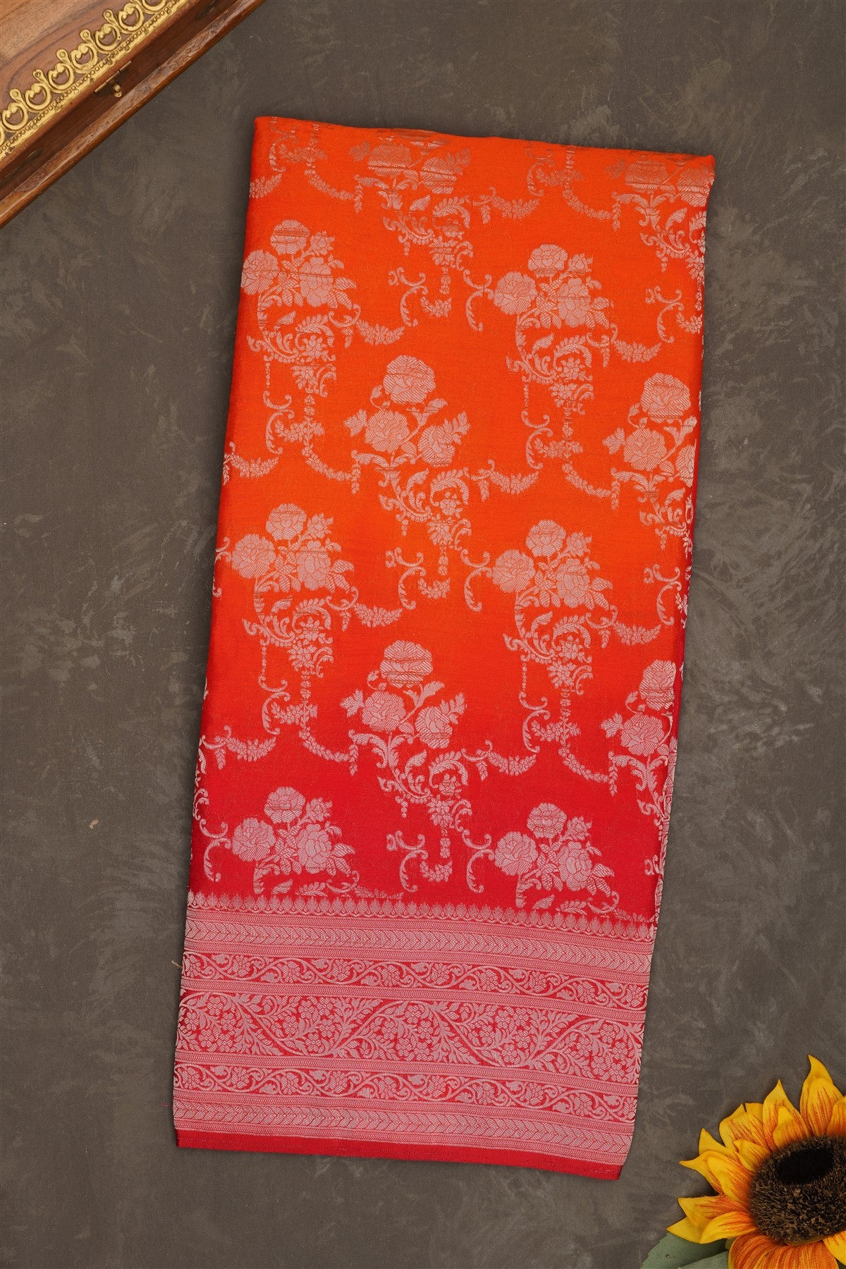 Banarasi Georgette Orange Saree